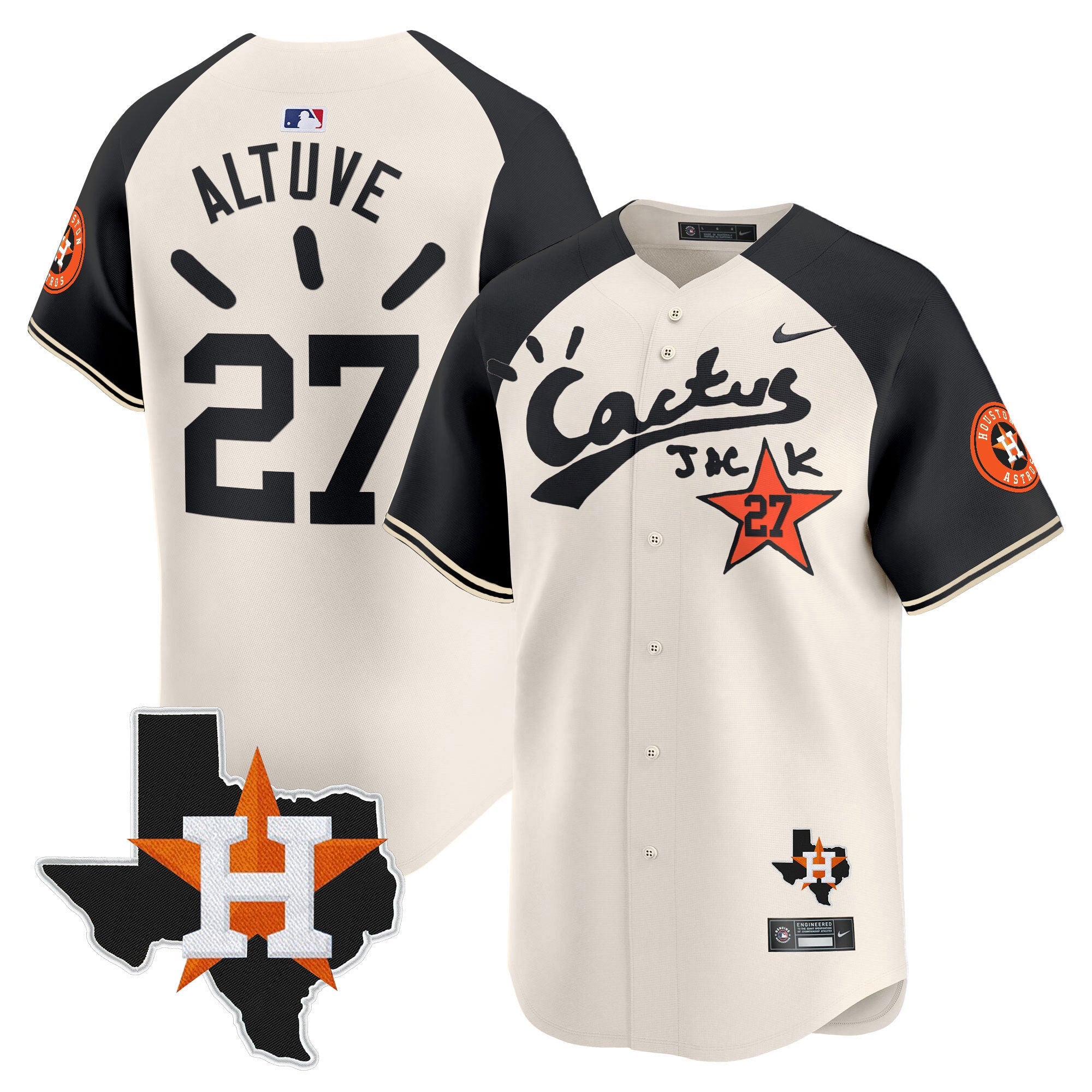 Men’s Houston Cactus Jack Patch Vapor Premier Limited Jersey V10 – Stitched