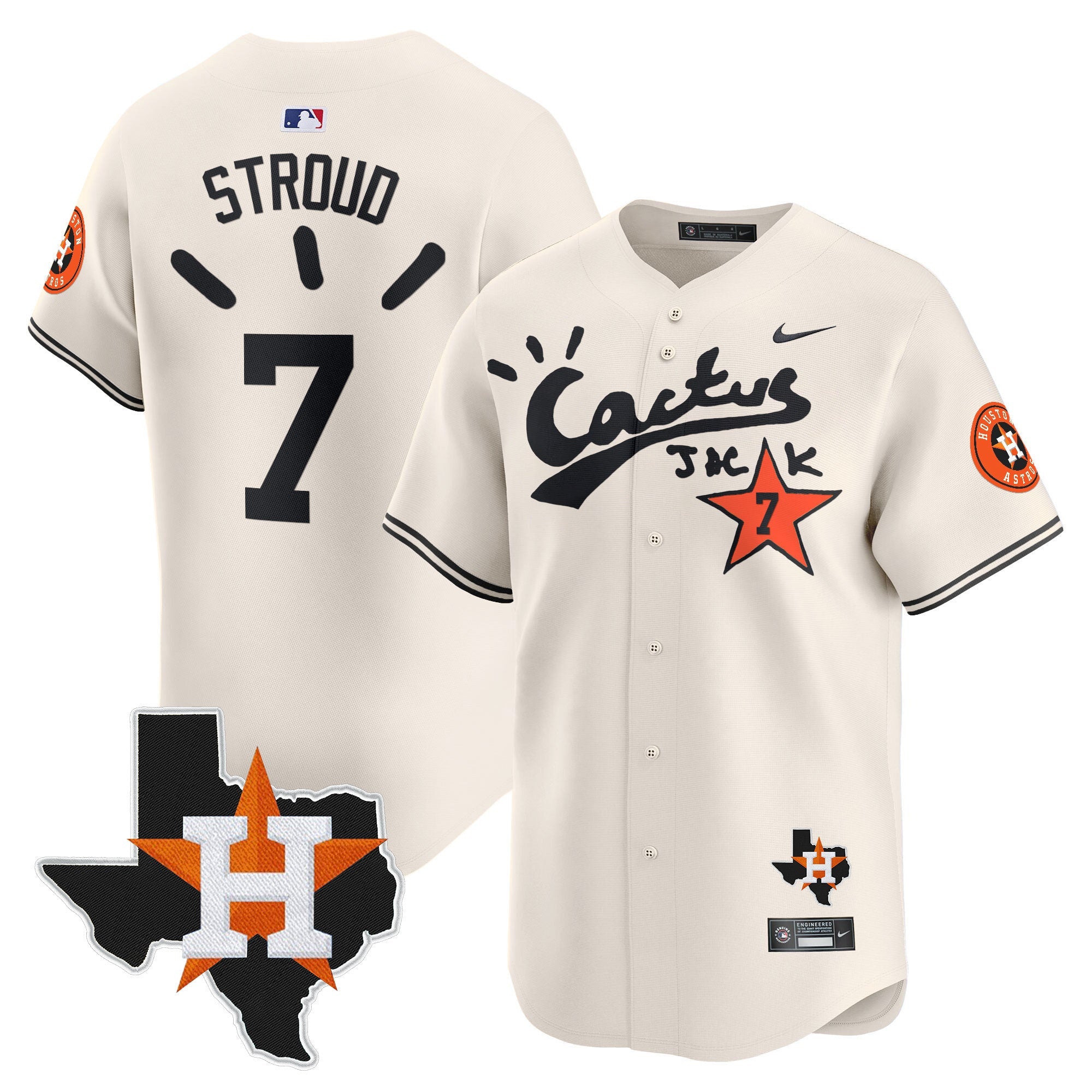 Men’s Houston Cactus Jack Patch Vapor Premier Limited Jersey V10 – Stitched
