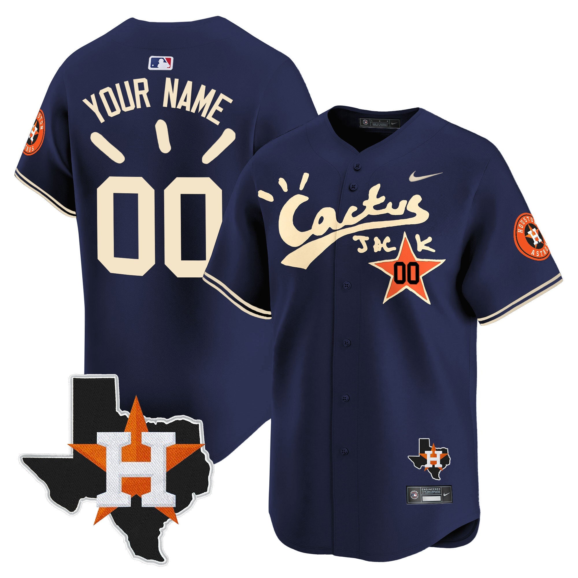 Houston Cactus Jack Patch Vapor Premier Limited Custom Jersey V10 – Stitched