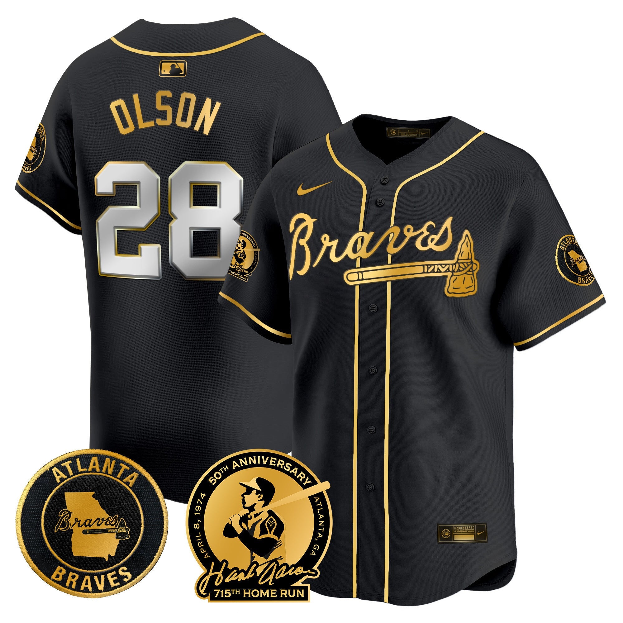 Men’s Atlanta Hank Aaron 715th Home Run Patch Vapor Premier Limited Jersey