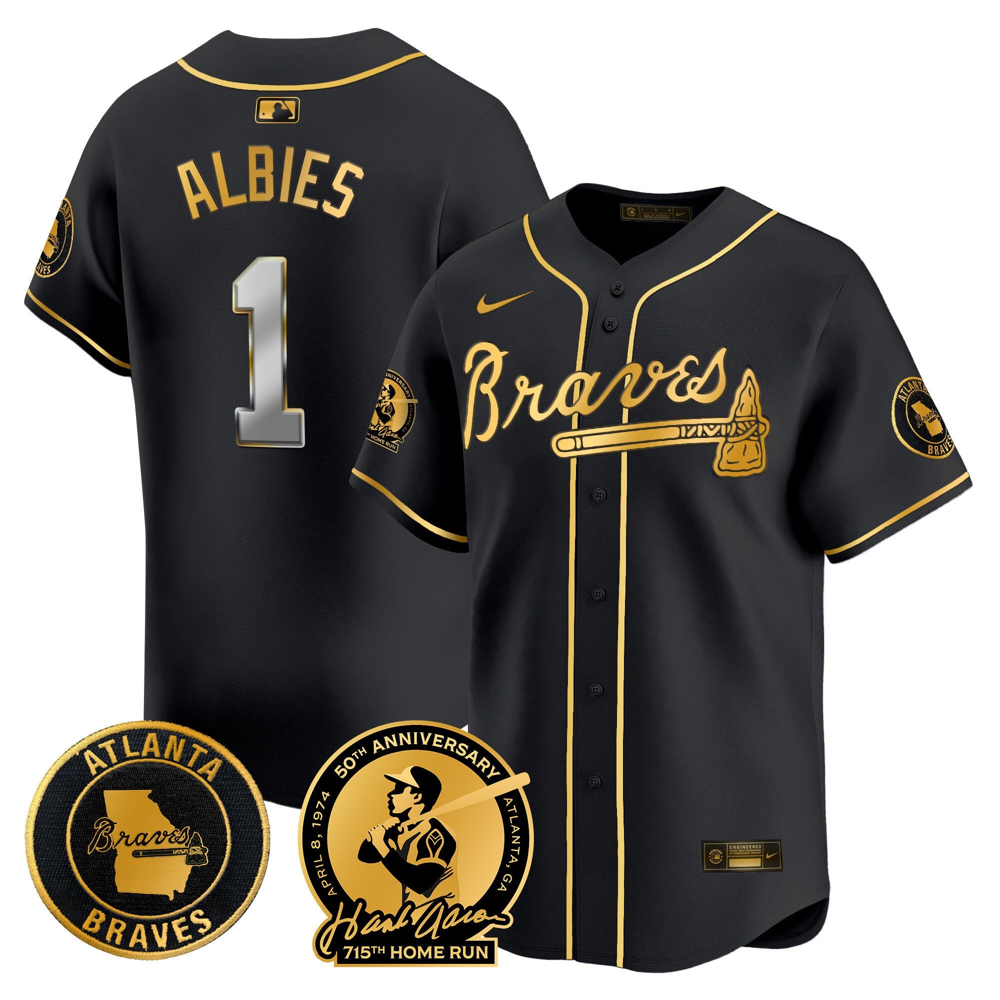 Men’s Atlanta Hank Aaron 715th Home Run Patch Vapor Premier Limited Jersey