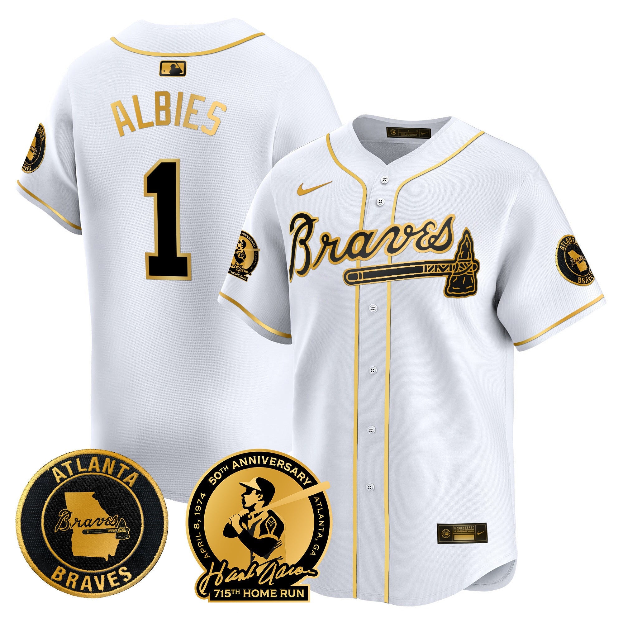 Men’s Atlanta Hank Aaron 715th Home Run Patch Vapor Premier Limited Jersey