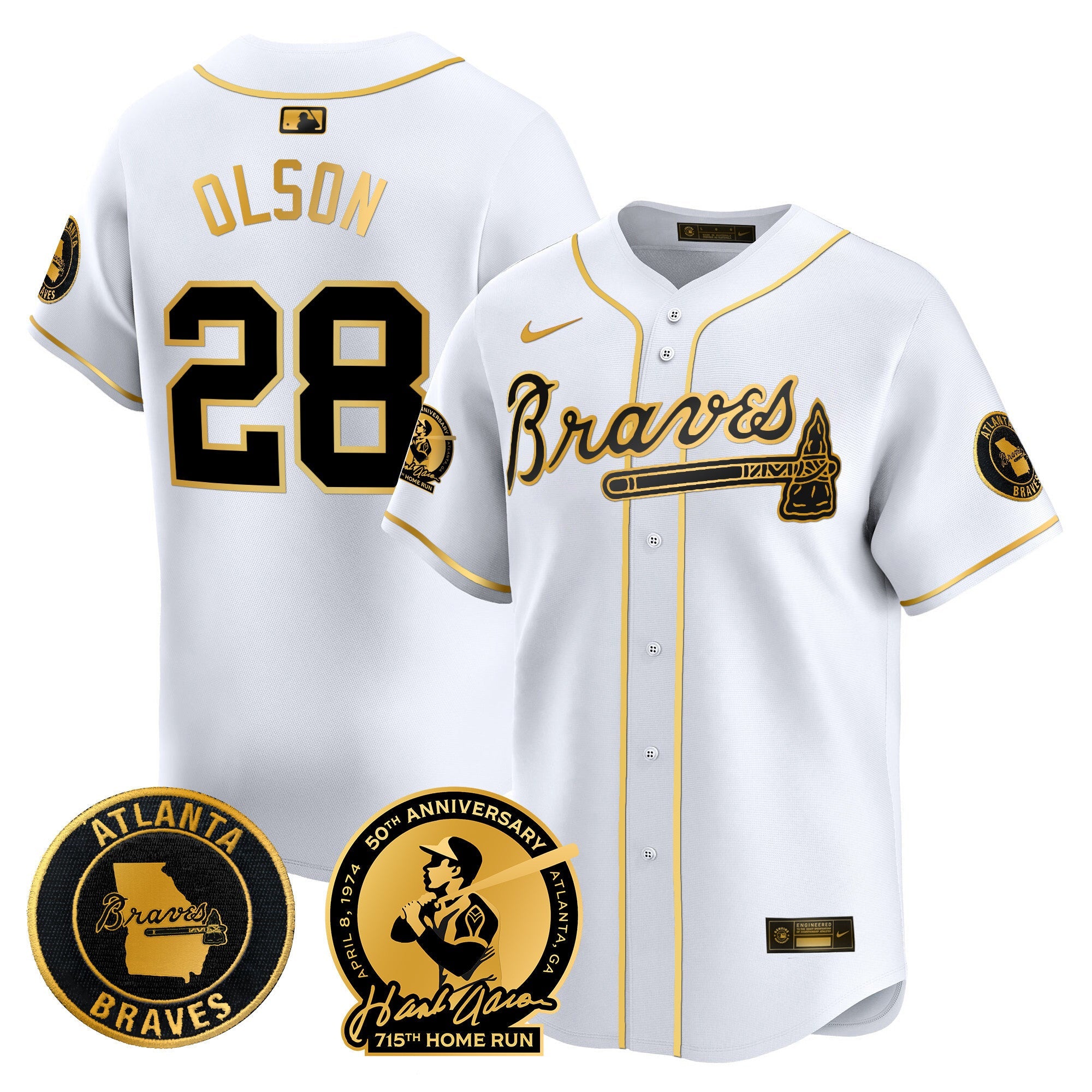 Men’s Atlanta Hank Aaron 715th Home Run Patch Vapor Premier Limited Jersey