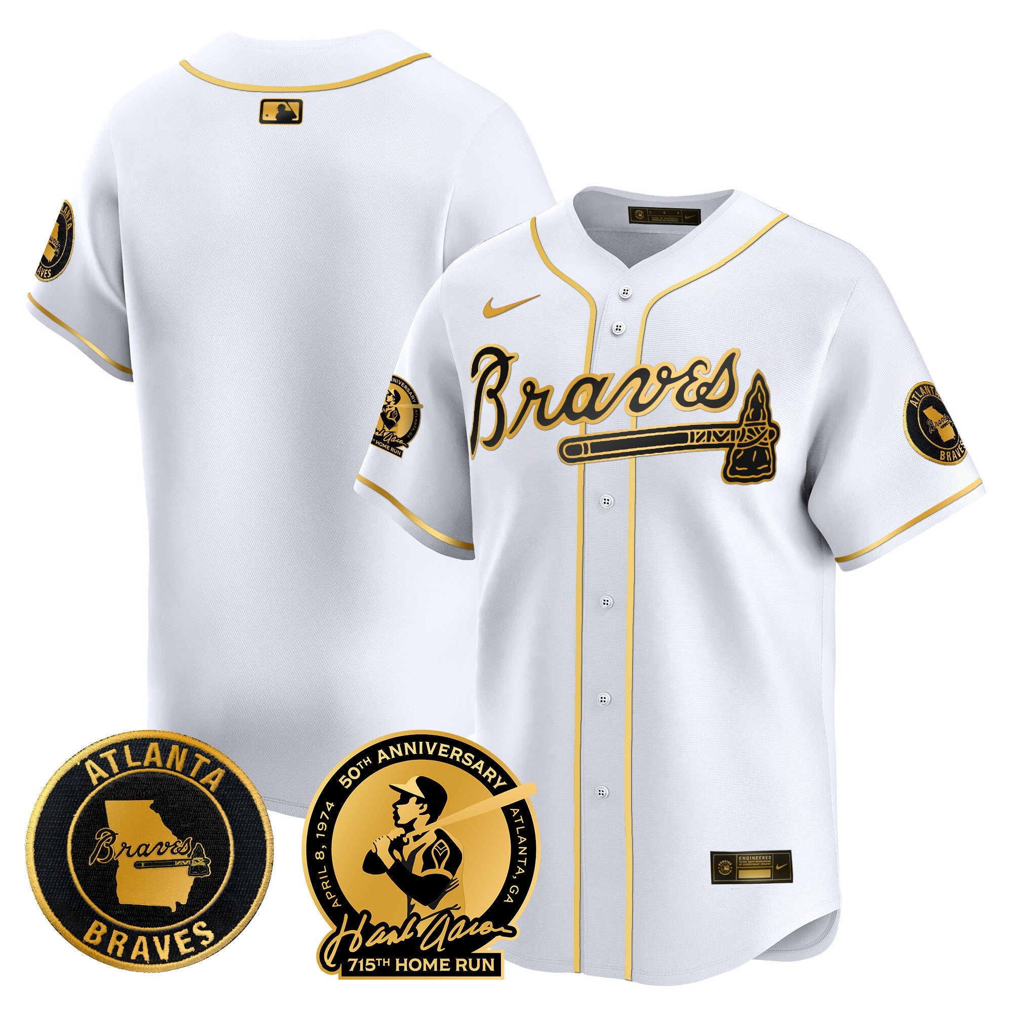 Men’s Atlanta Hank Aaron 715th Home Run Patch Vapor Premier Limited Jersey