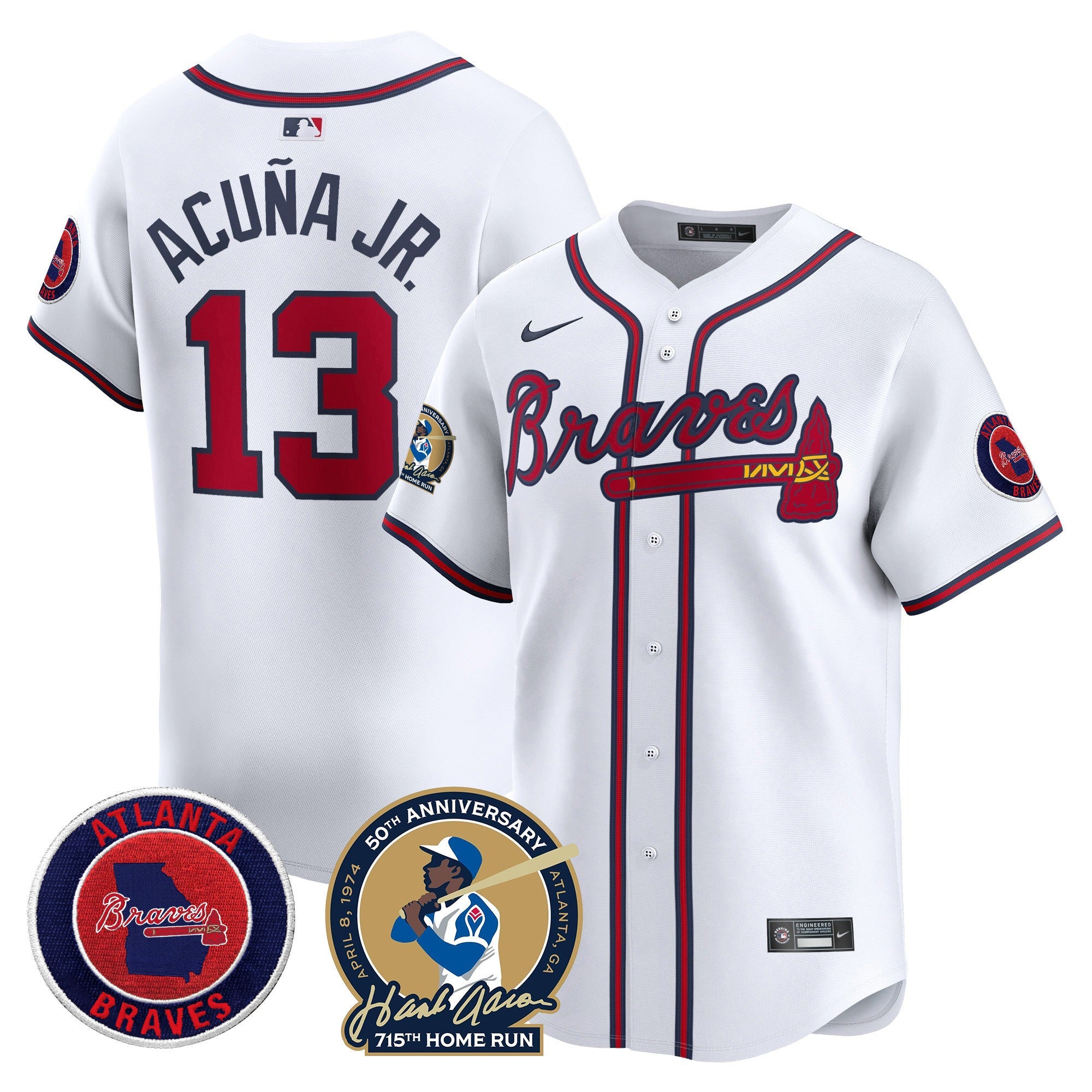 Men’s Atlanta Hank Aaron 715th Home Run Patch Vapor Premier Limited Jersey