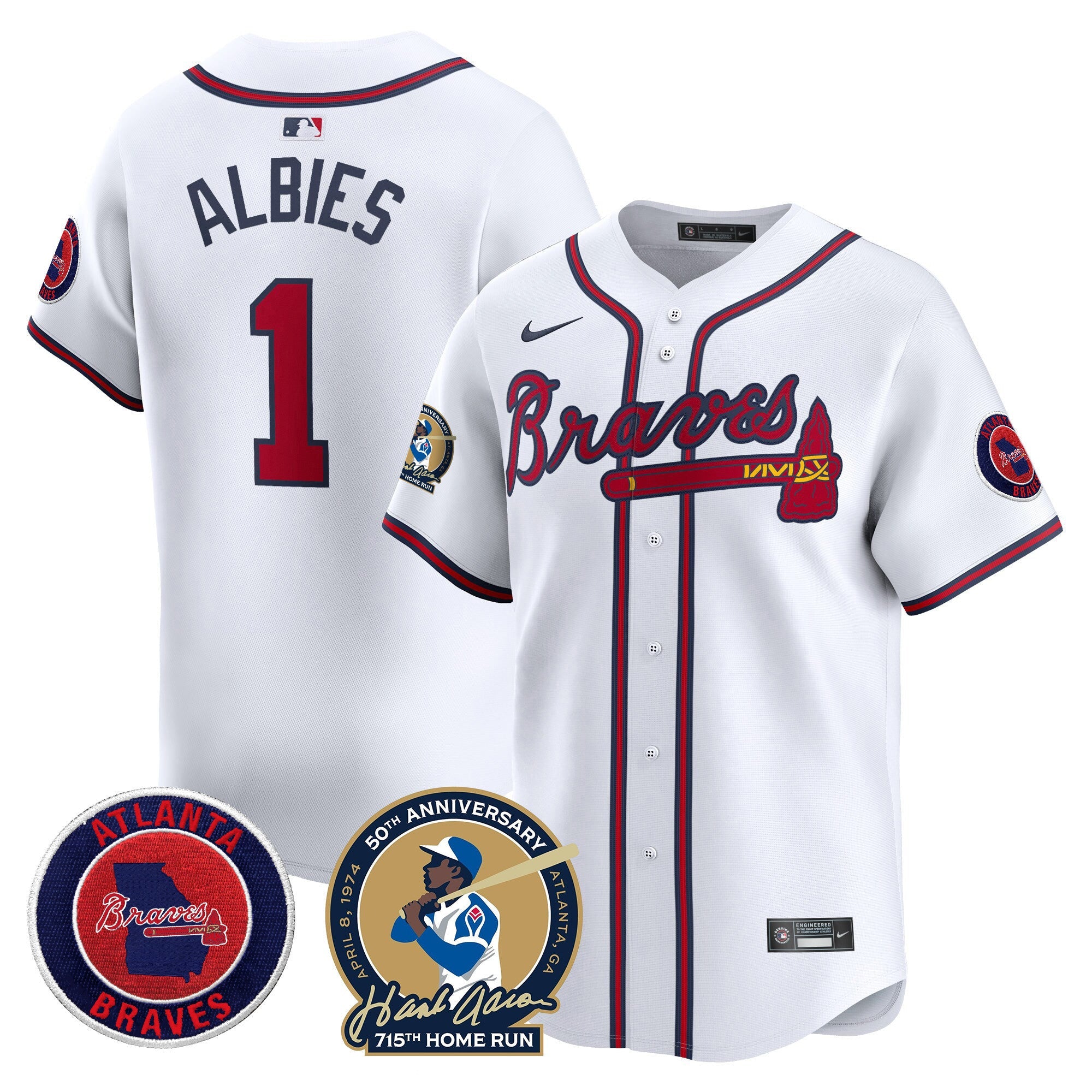 Men’s Atlanta Hank Aaron 715th Home Run Patch Vapor Premier Limited Jersey