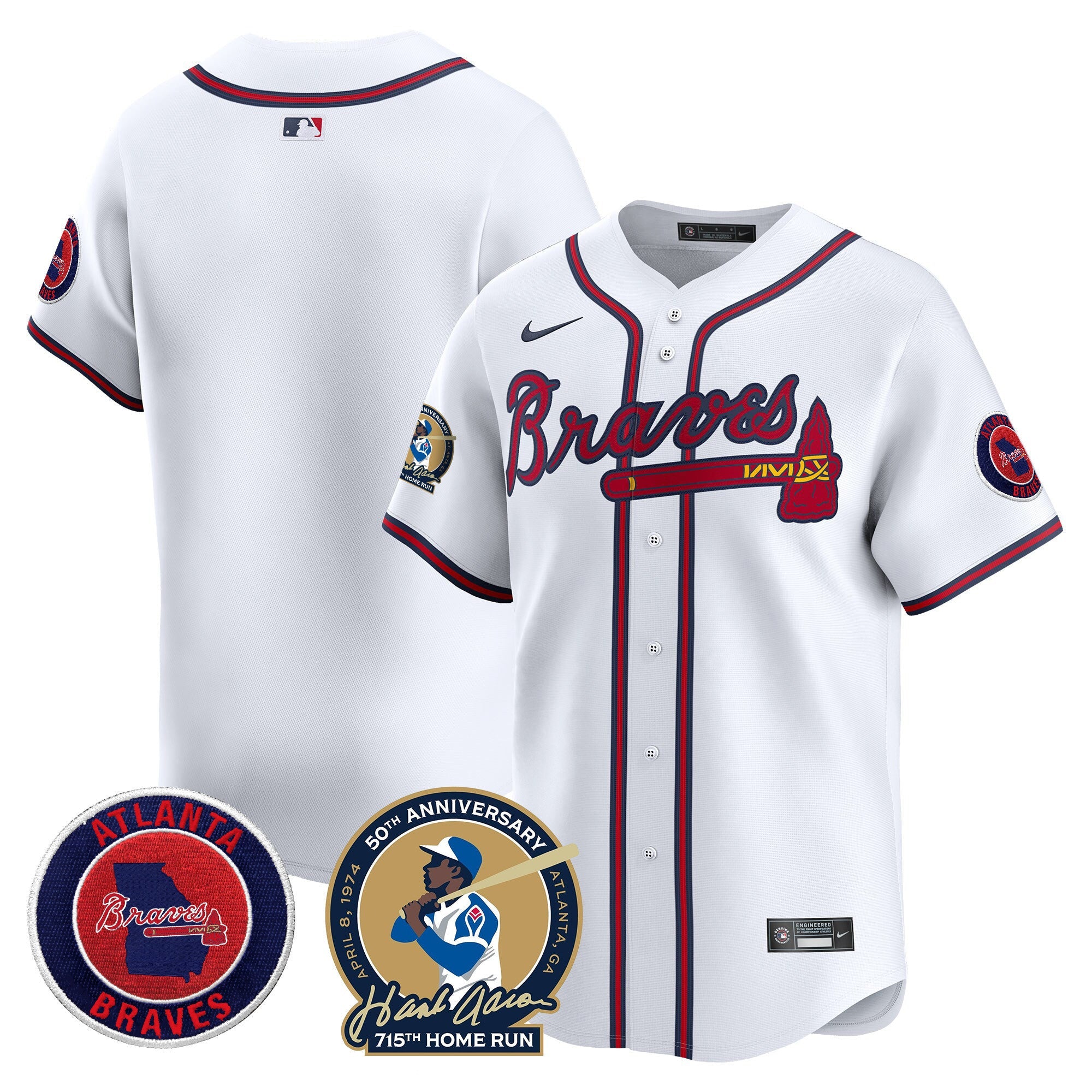 Men’s Atlanta Hank Aaron 715th Home Run Patch Vapor Premier Limited Jersey