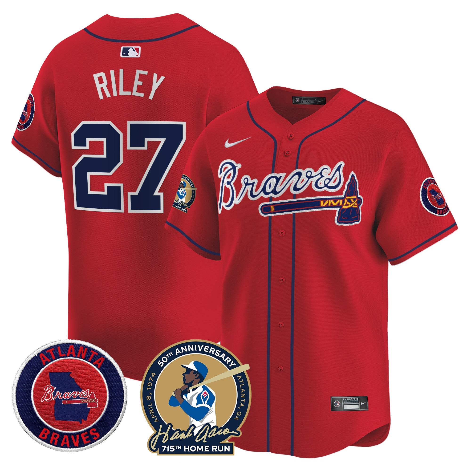 Men’s Atlanta Hank Aaron 715th Home Run Patch Vapor Premier Limited Jersey