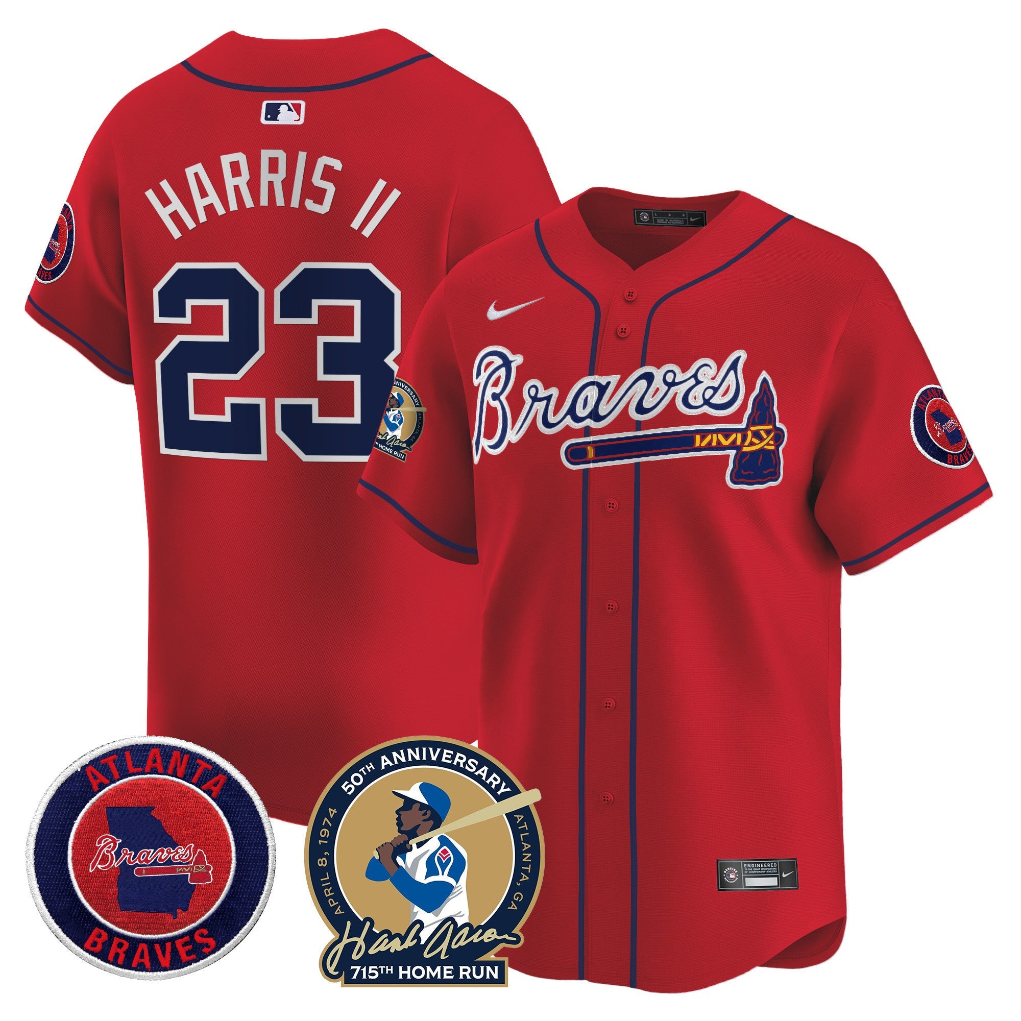 Men’s Atlanta Hank Aaron 715th Home Run Patch Vapor Premier Limited Jersey