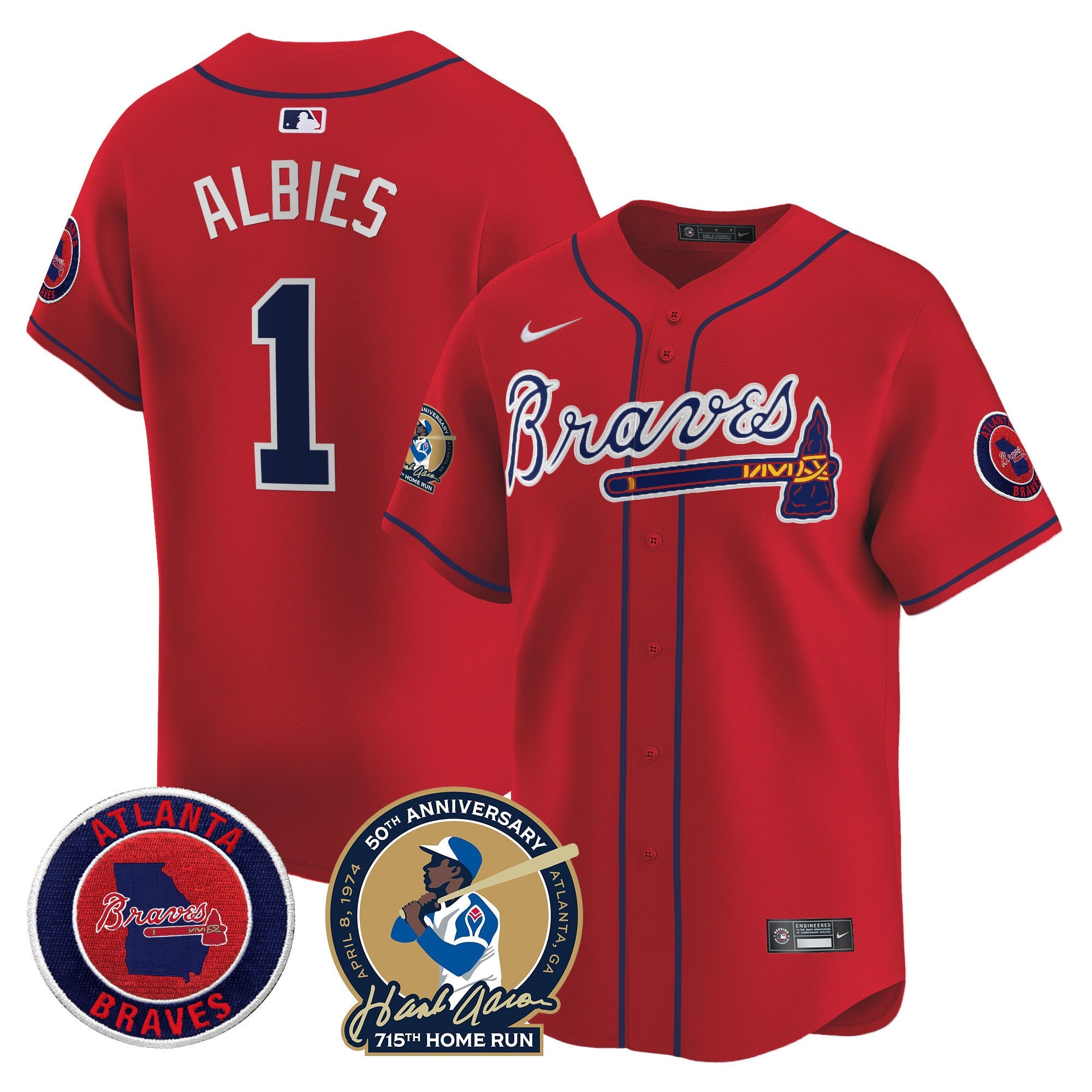 Men’s Atlanta Hank Aaron 715th Home Run Patch Vapor Premier Limited Jersey
