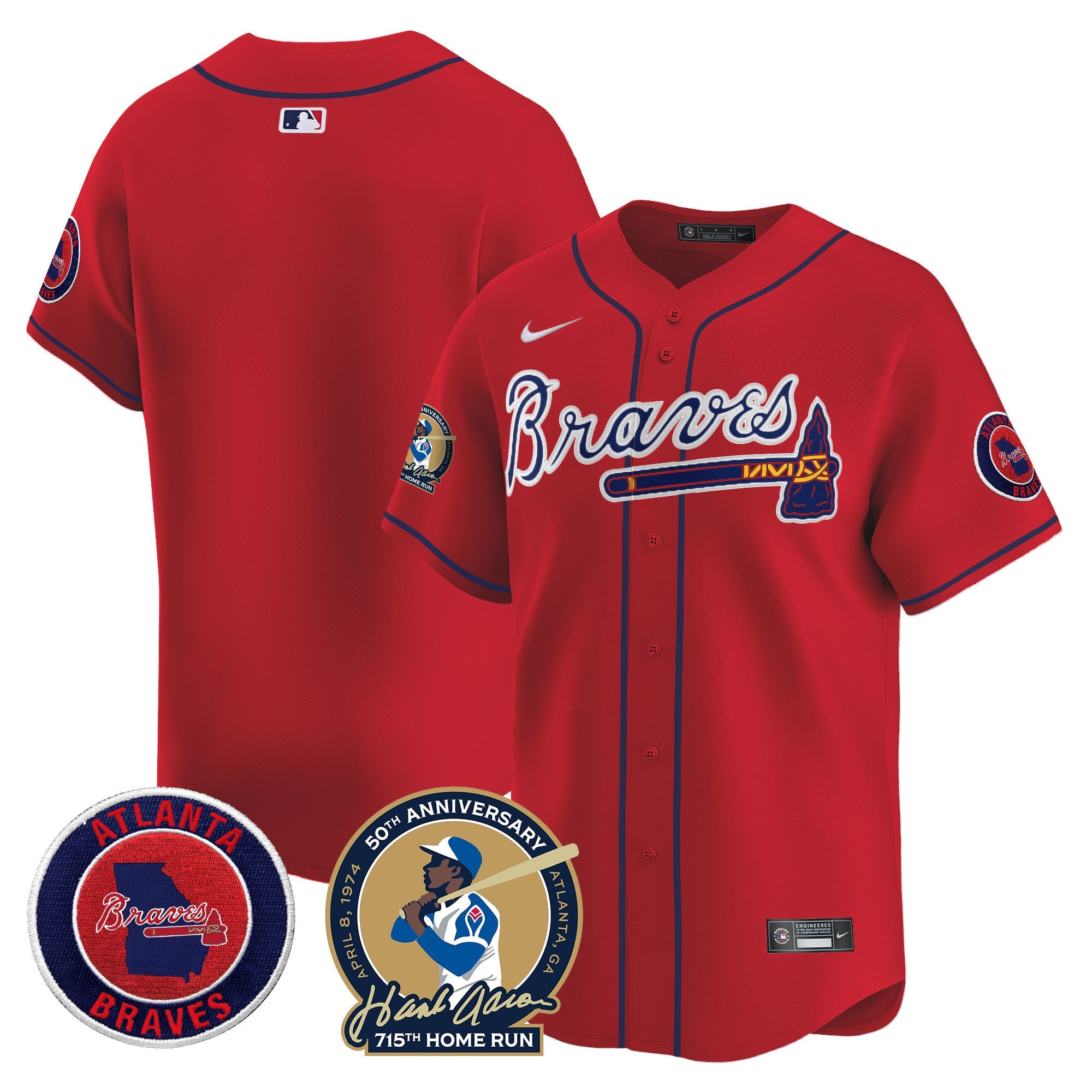 Men’s Atlanta Hank Aaron 715th Home Run Patch Vapor Premier Limited Jersey