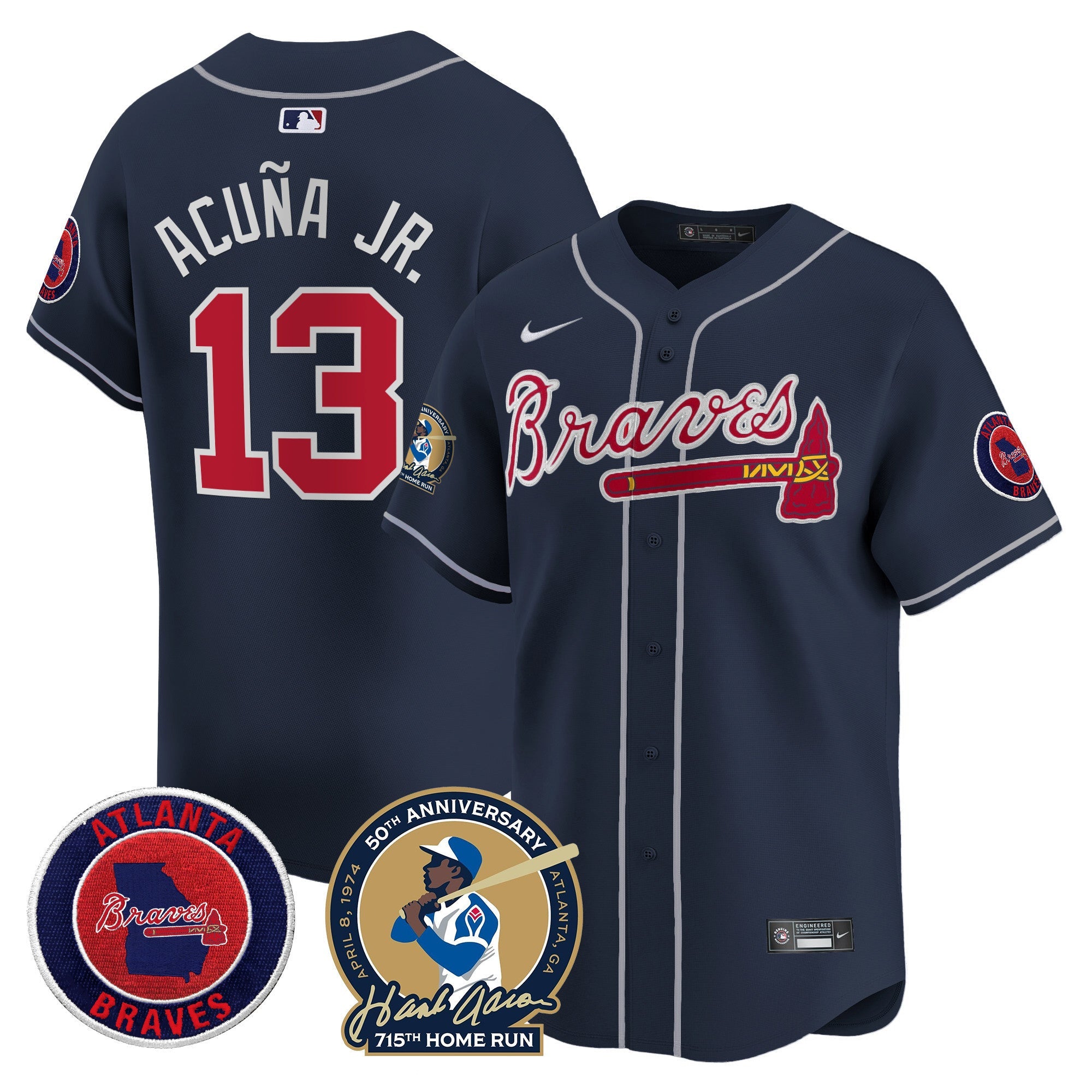 Men’s Atlanta Hank Aaron 715th Home Run Patch Vapor Premier Limited Jersey