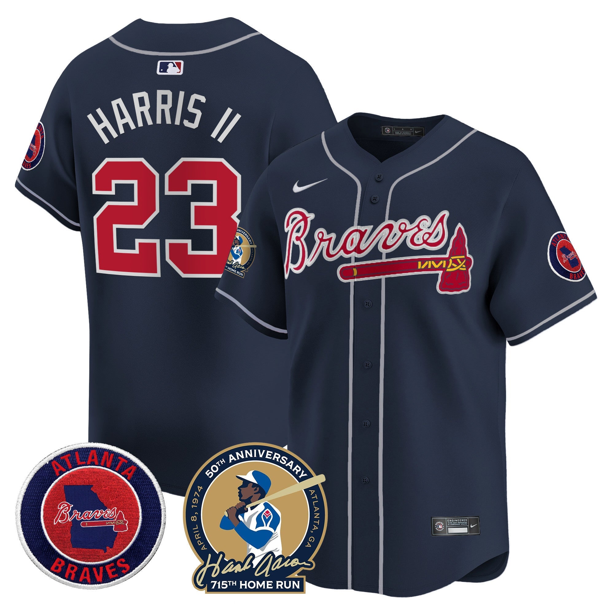 Men’s Atlanta Hank Aaron 715th Home Run Patch Vapor Premier Limited Jersey