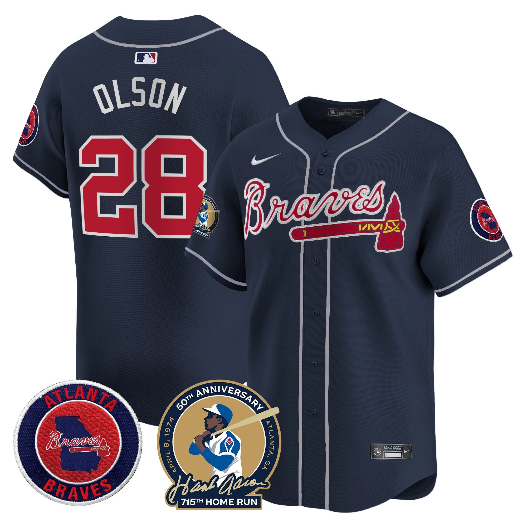 Men’s Atlanta Hank Aaron 715th Home Run Patch Vapor Premier Limited Jersey