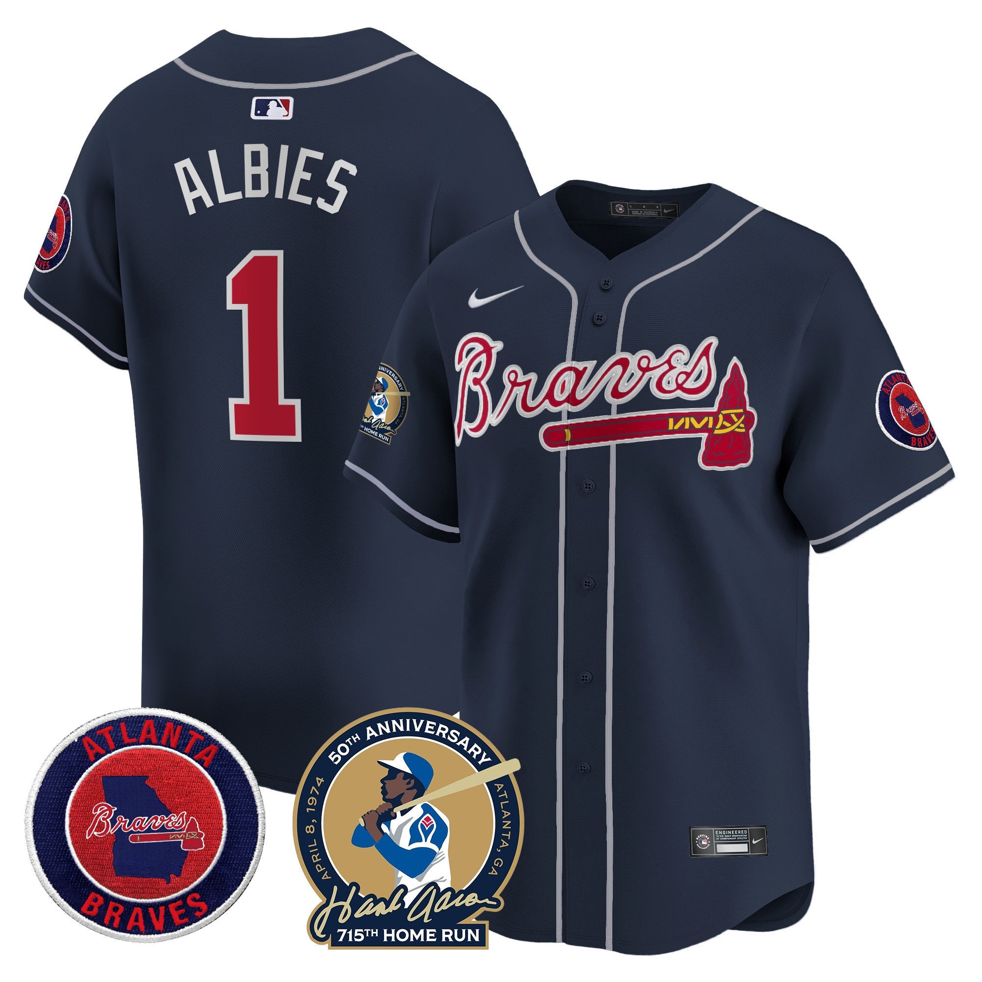 Men’s Atlanta Hank Aaron 715th Home Run Patch Vapor Premier Limited Jersey