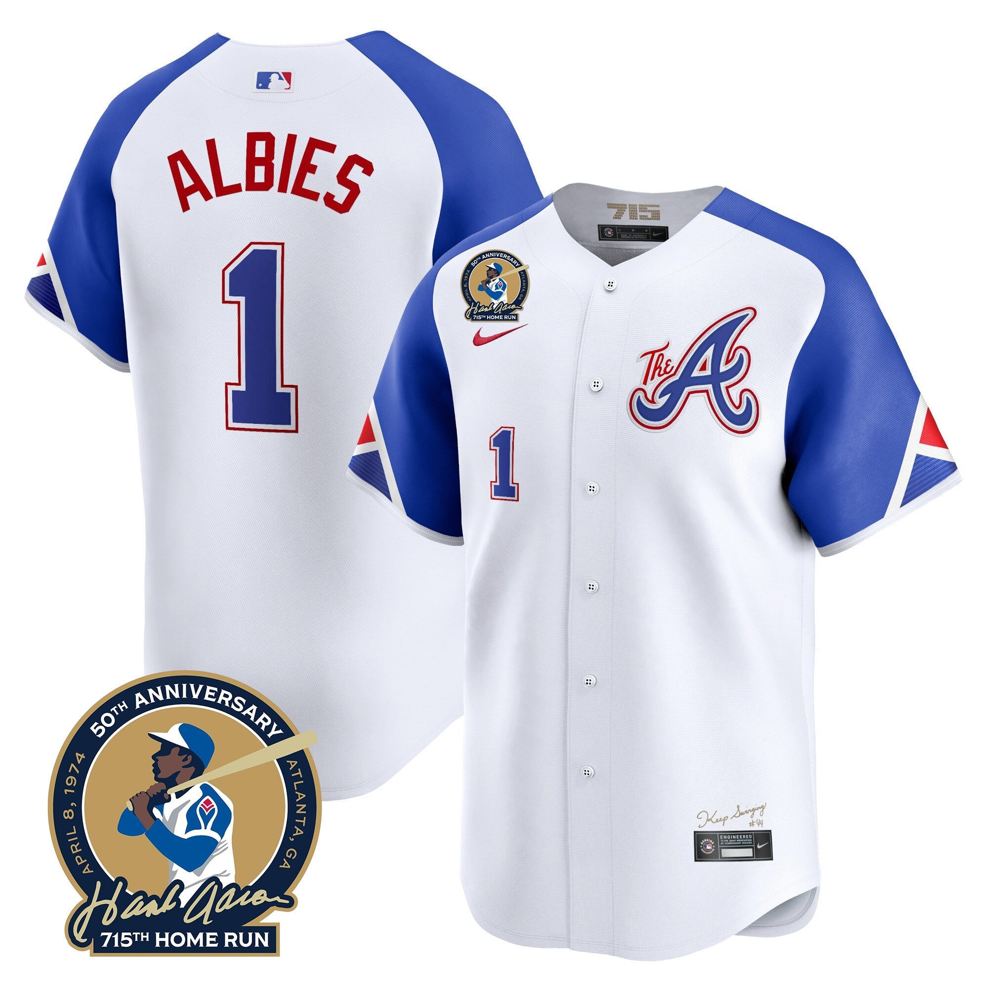 Men’s Atlanta Hank Aaron 715th Home Run Patch Vapor Premier Limited Jersey
