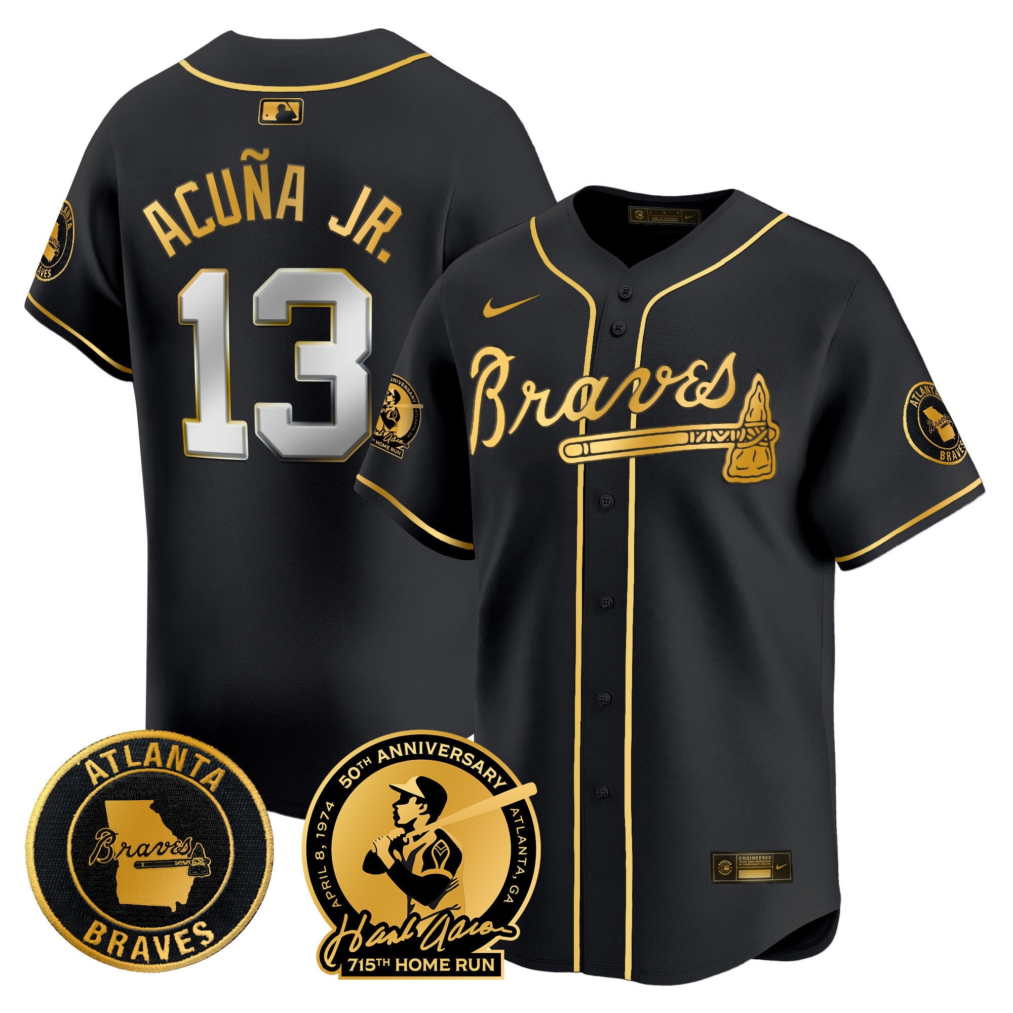 Men’s Atlanta Hank Aaron 715th Home Run Patch Vapor Premier Limited Jersey