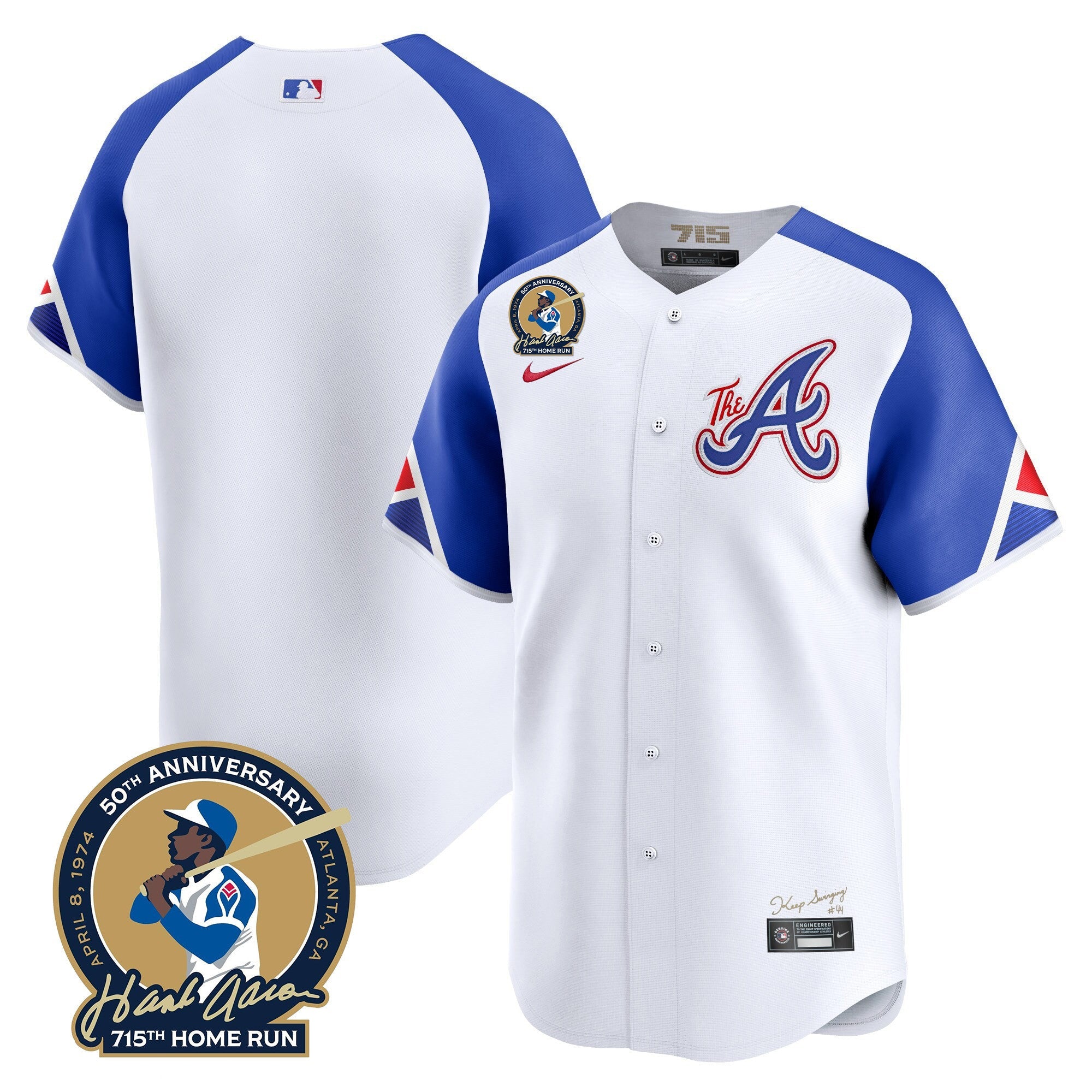 Men’s Atlanta Hank Aaron 715th Home Run Patch Vapor Premier Limited Jersey