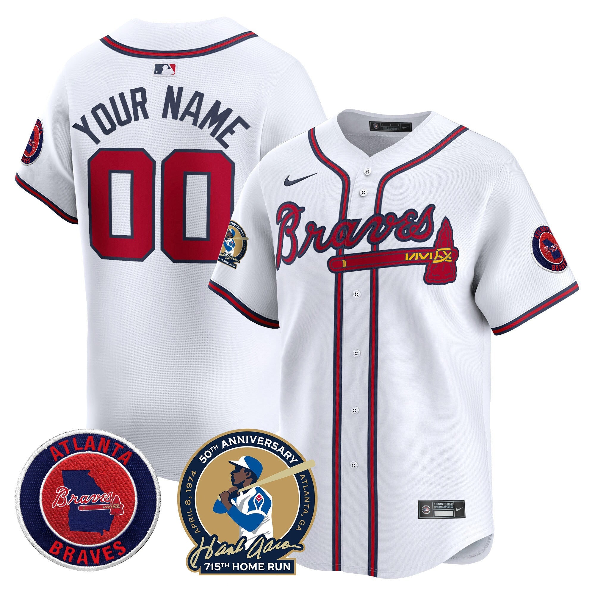 Atlanta Hank Aaron 715th Home Run Patch Vapor Premier Limited Custom Jersey