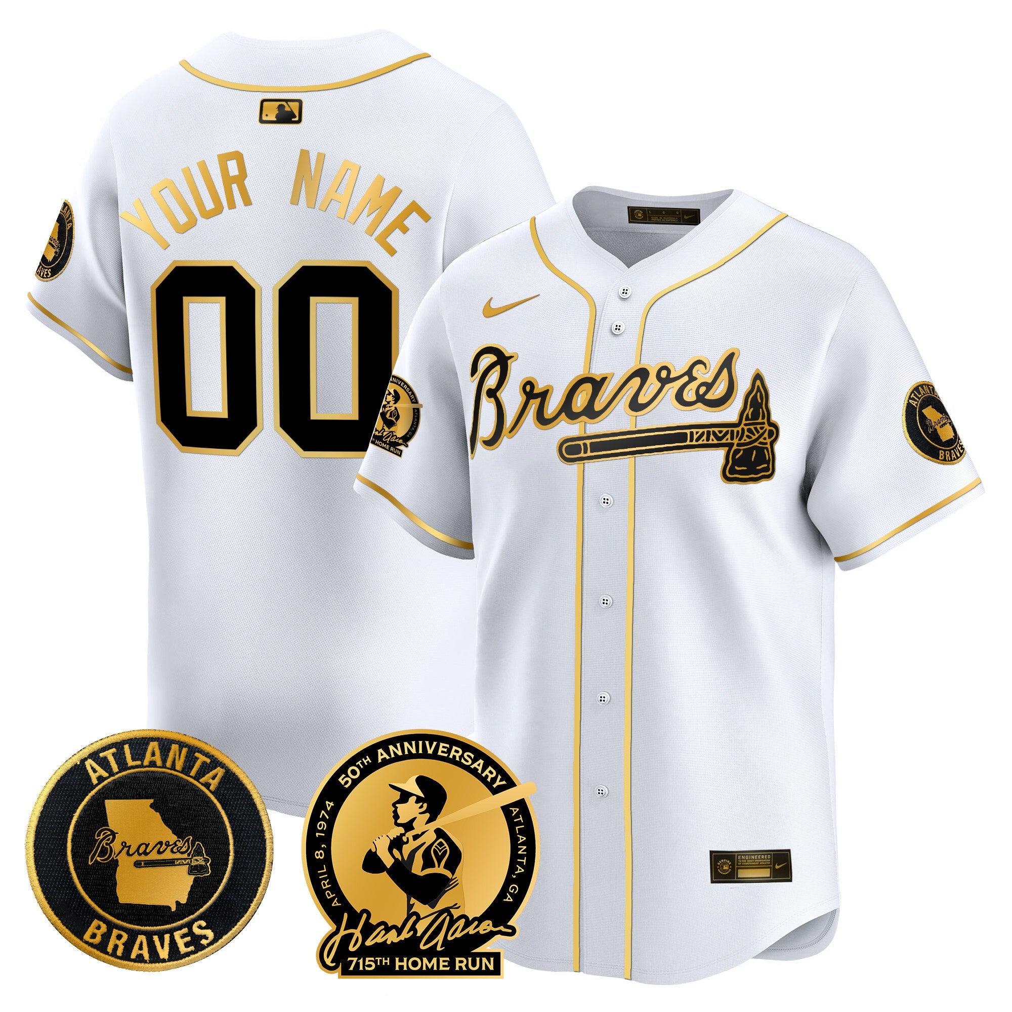 Atlanta Hank Aaron 715th Home Run Patch Vapor Premier Limited Custom Jersey