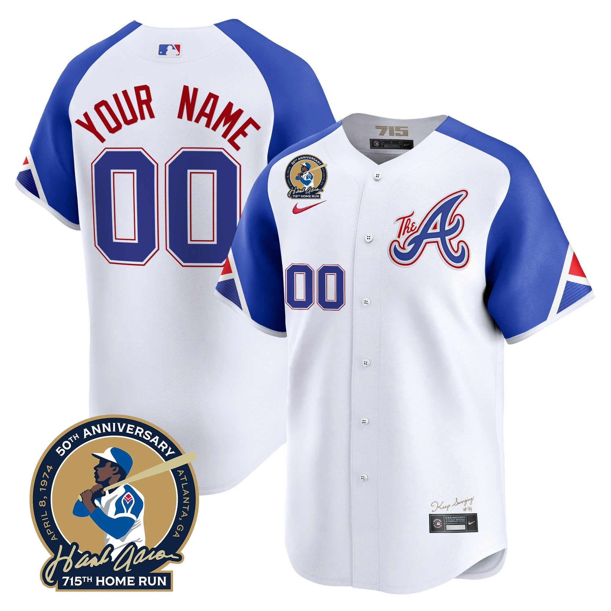 Atlanta Hank Aaron 715th Home Run Patch Vapor Premier Limited Custom Jersey