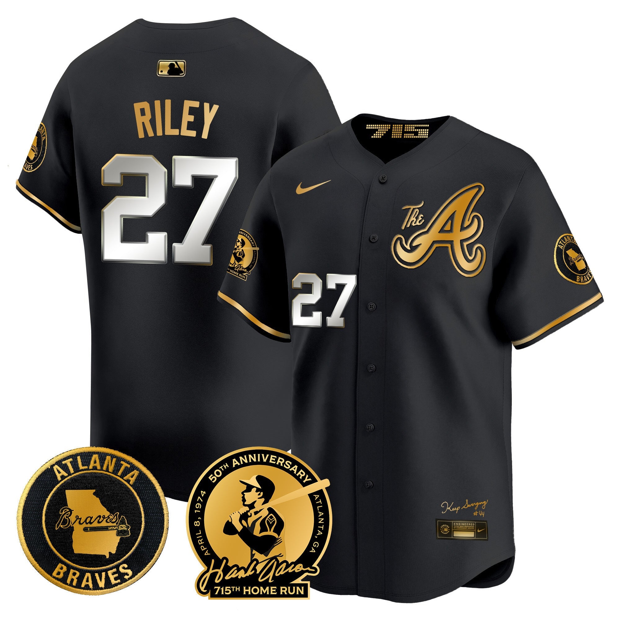 Men’s Atlanta Hank Aaron 715th Home Run Patch Vapor Premier Limited Jersey V2