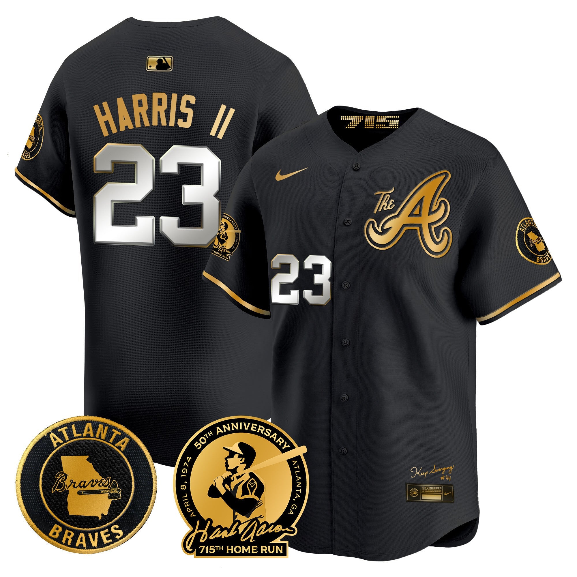 Men’s Atlanta Hank Aaron 715th Home Run Patch Vapor Premier Limited Jersey V2
