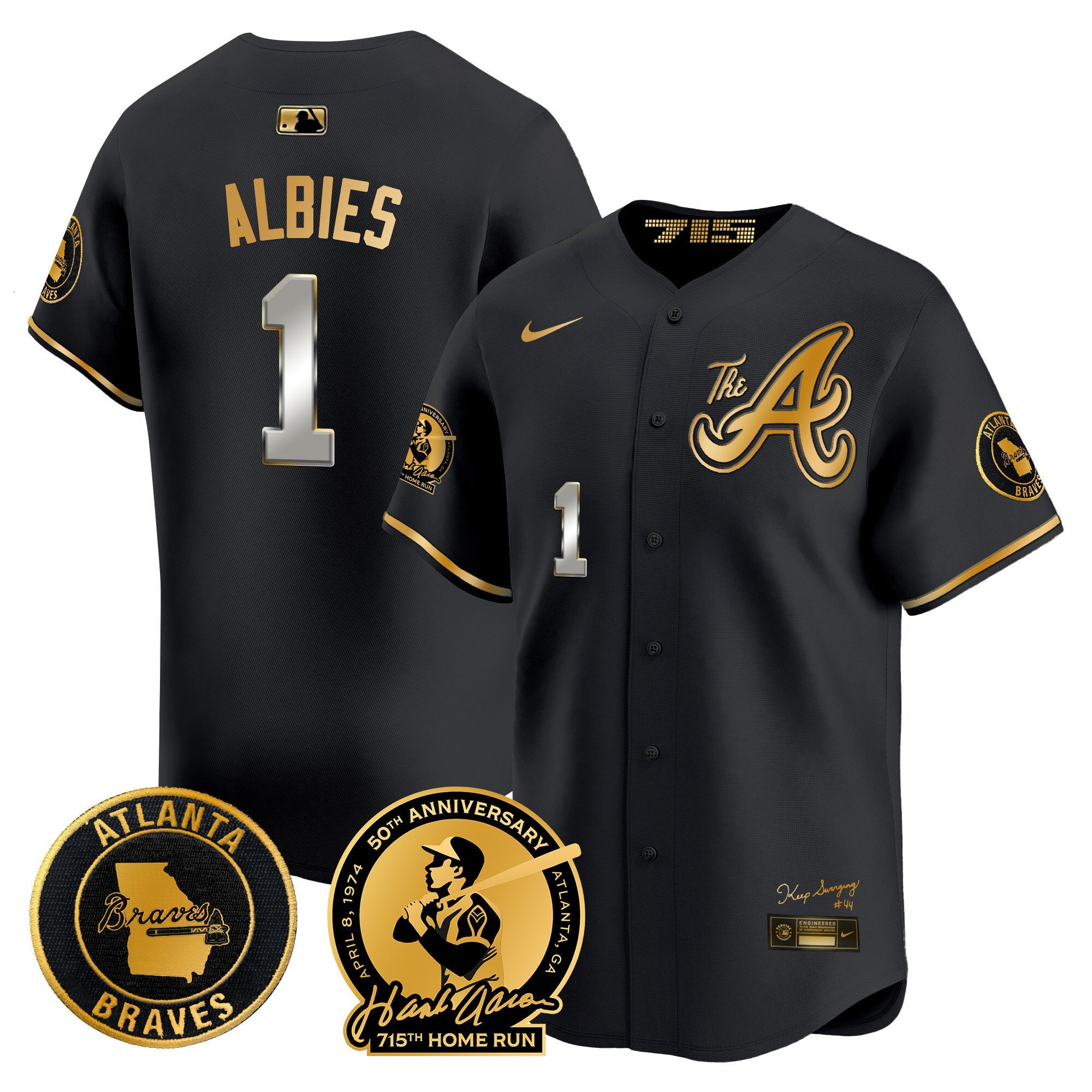 Men’s Atlanta Hank Aaron 715th Home Run Patch Vapor Premier Limited Jersey V2