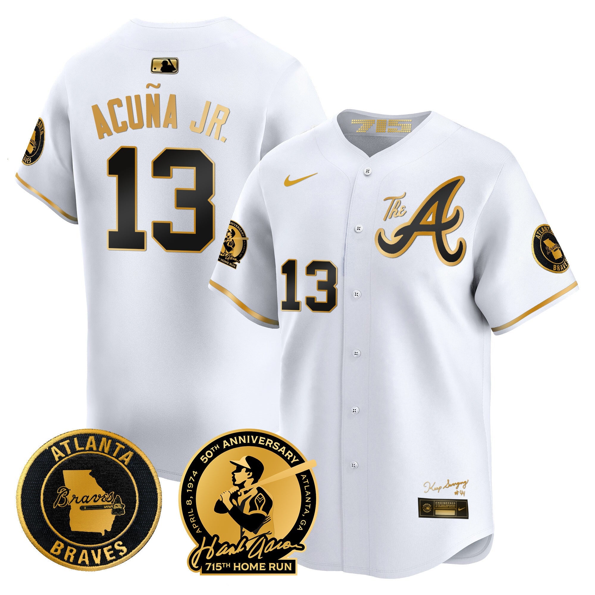 Men’s Atlanta Hank Aaron 715th Home Run Patch Vapor Premier Limited Jersey V2