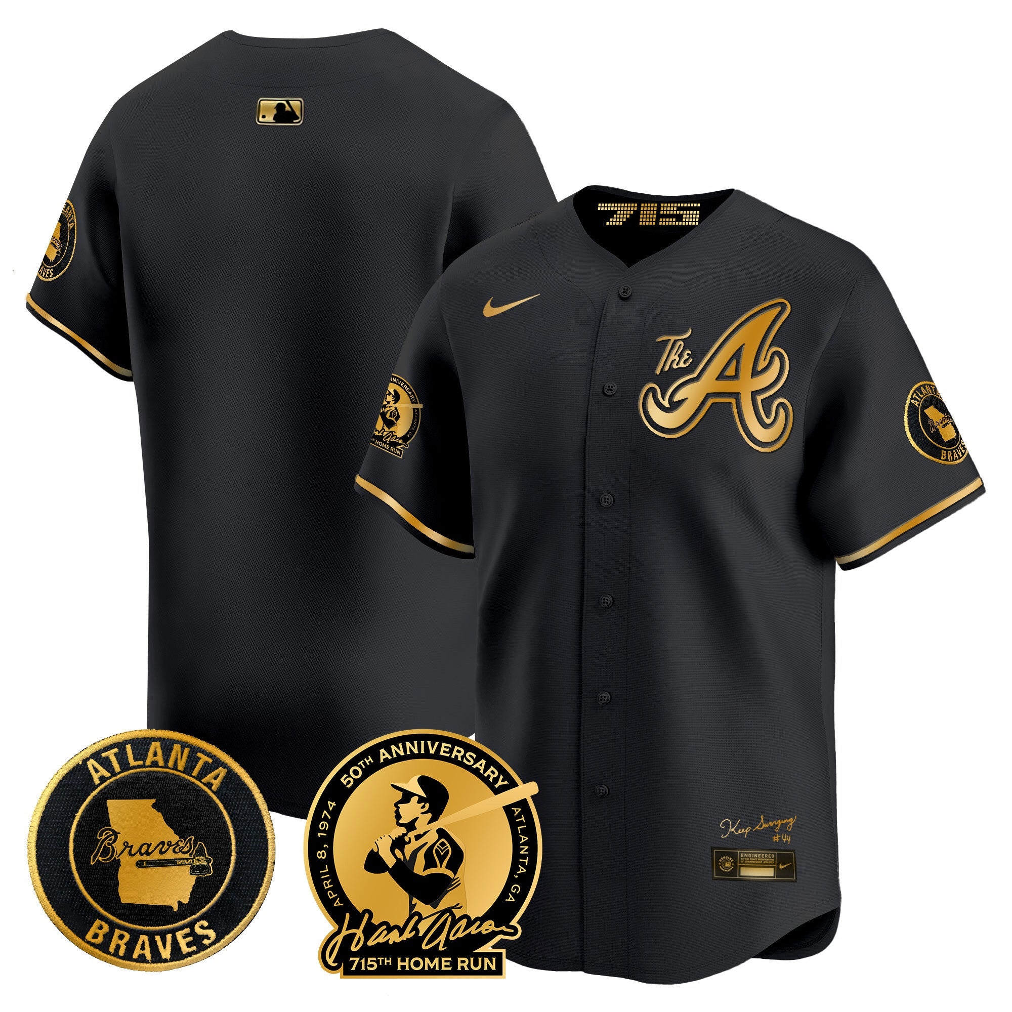 Men’s Atlanta Hank Aaron 715th Home Run Patch Vapor Premier Limited Jersey V2