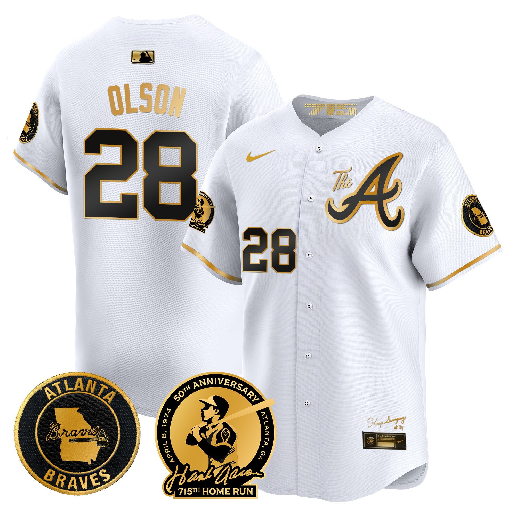 Men’s Atlanta Hank Aaron 715th Home Run Patch Vapor Premier Limited Jersey V2