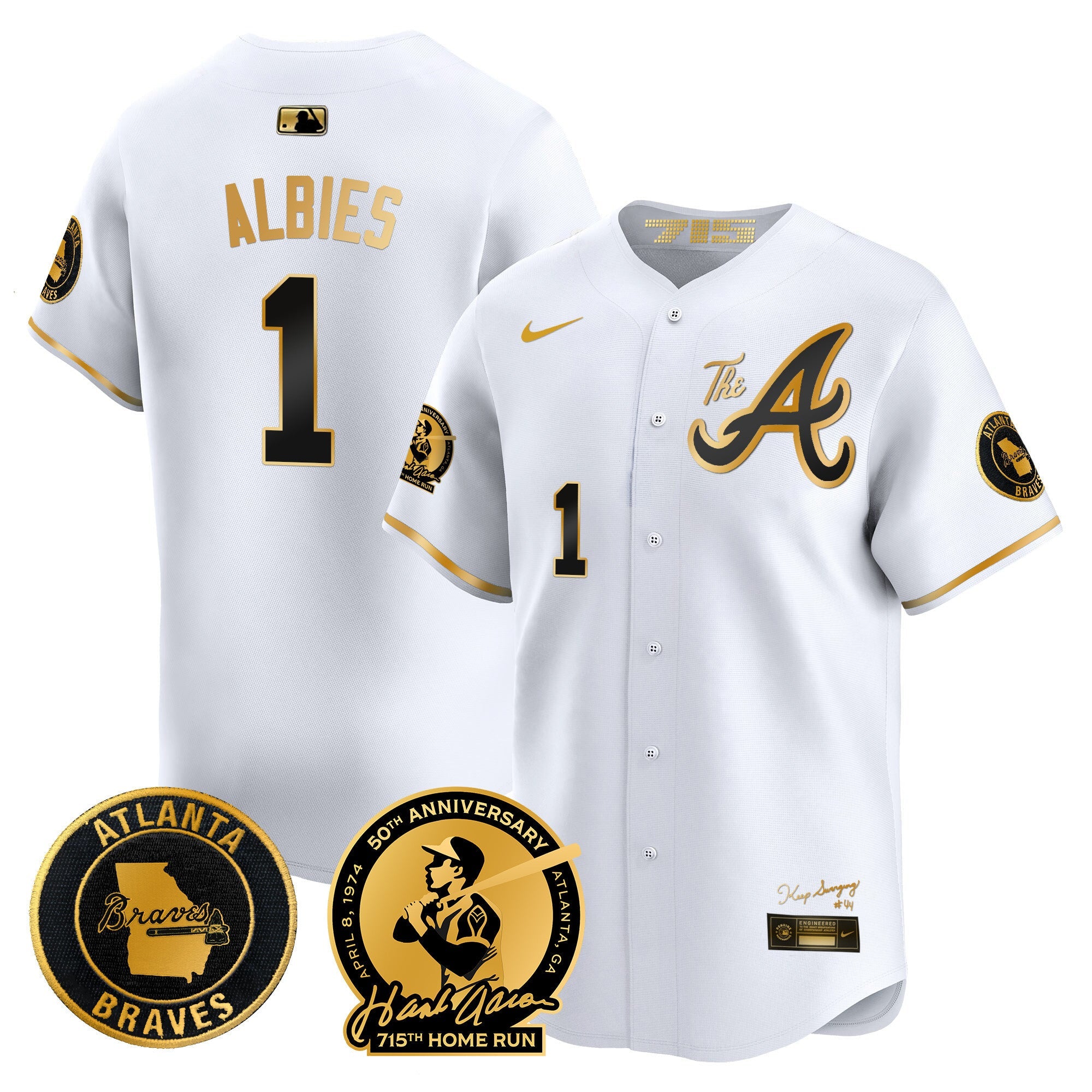 Men’s Atlanta Hank Aaron 715th Home Run Patch Vapor Premier Limited Jersey V2