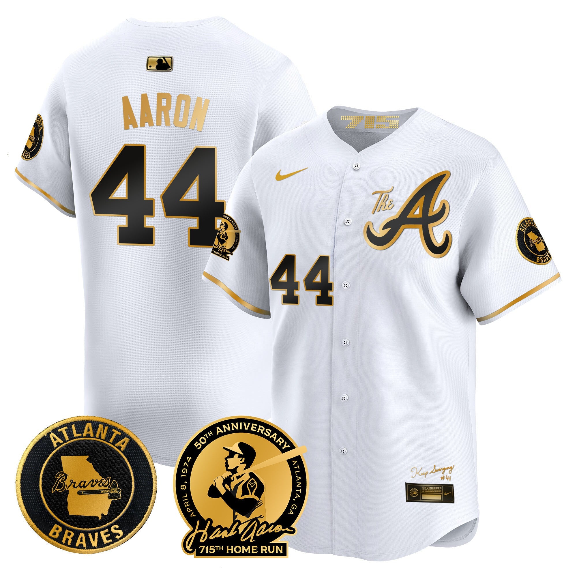 Men’s Atlanta Hank Aaron 715th Home Run Patch Vapor Premier Limited Jersey V2