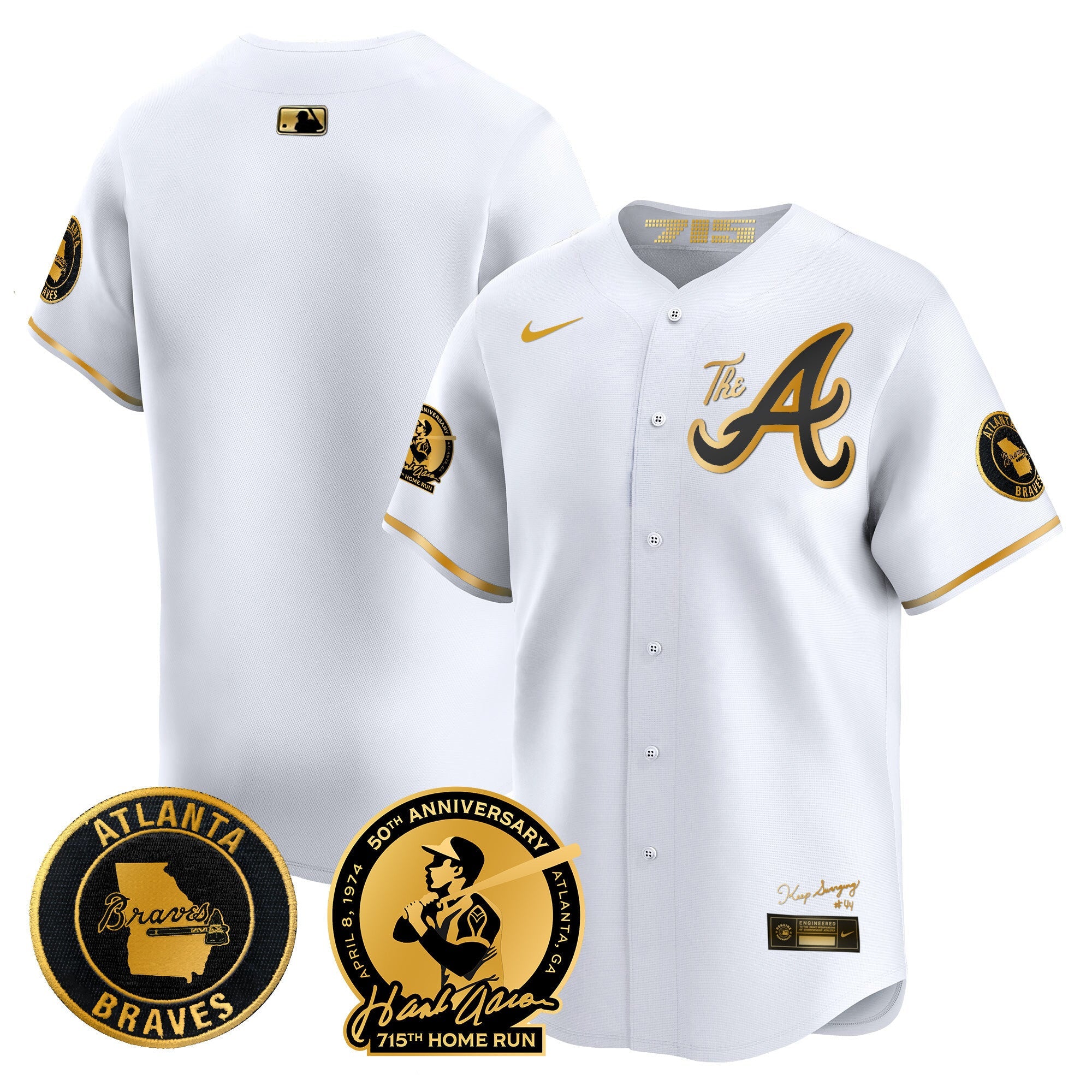 Men’s Atlanta Hank Aaron 715th Home Run Patch Vapor Premier Limited Jersey V2
