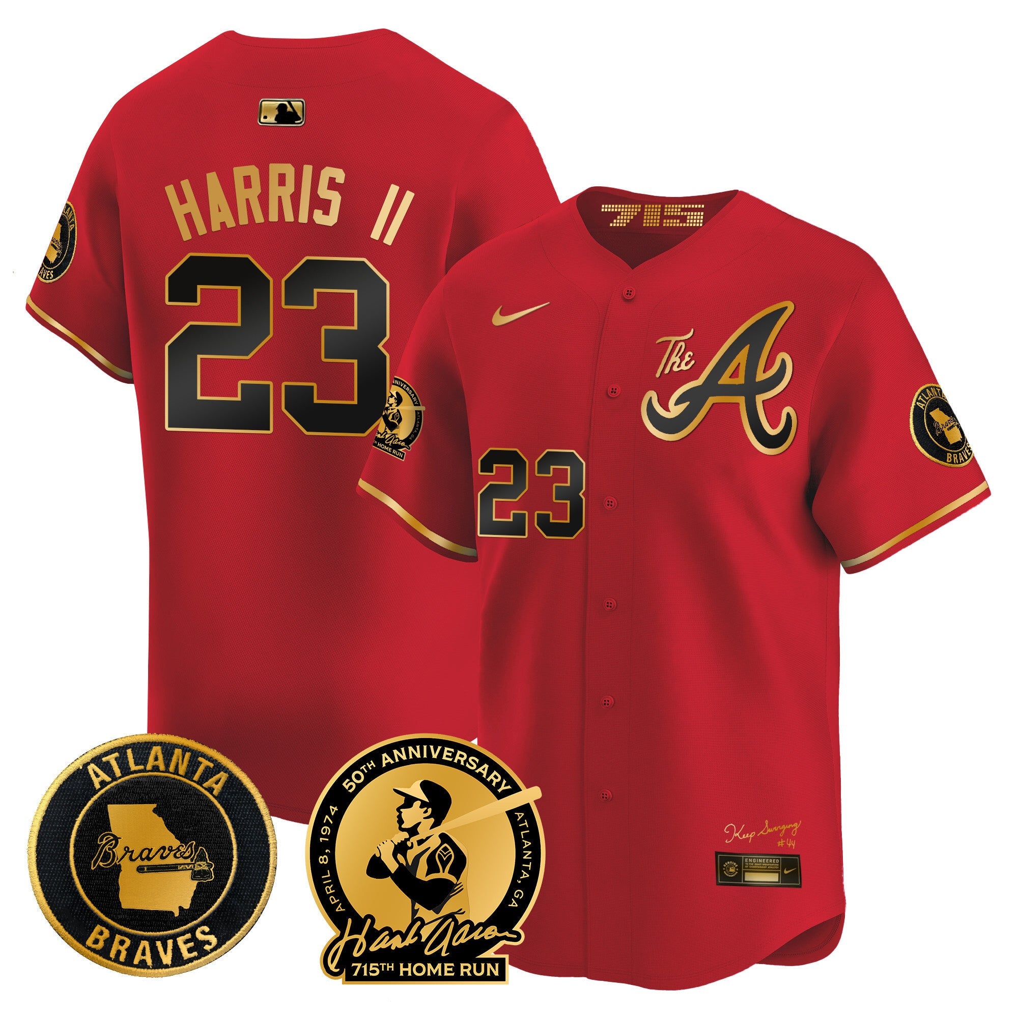 Men’s Atlanta Hank Aaron 715th Home Run Patch Vapor Premier Limited Jersey V2