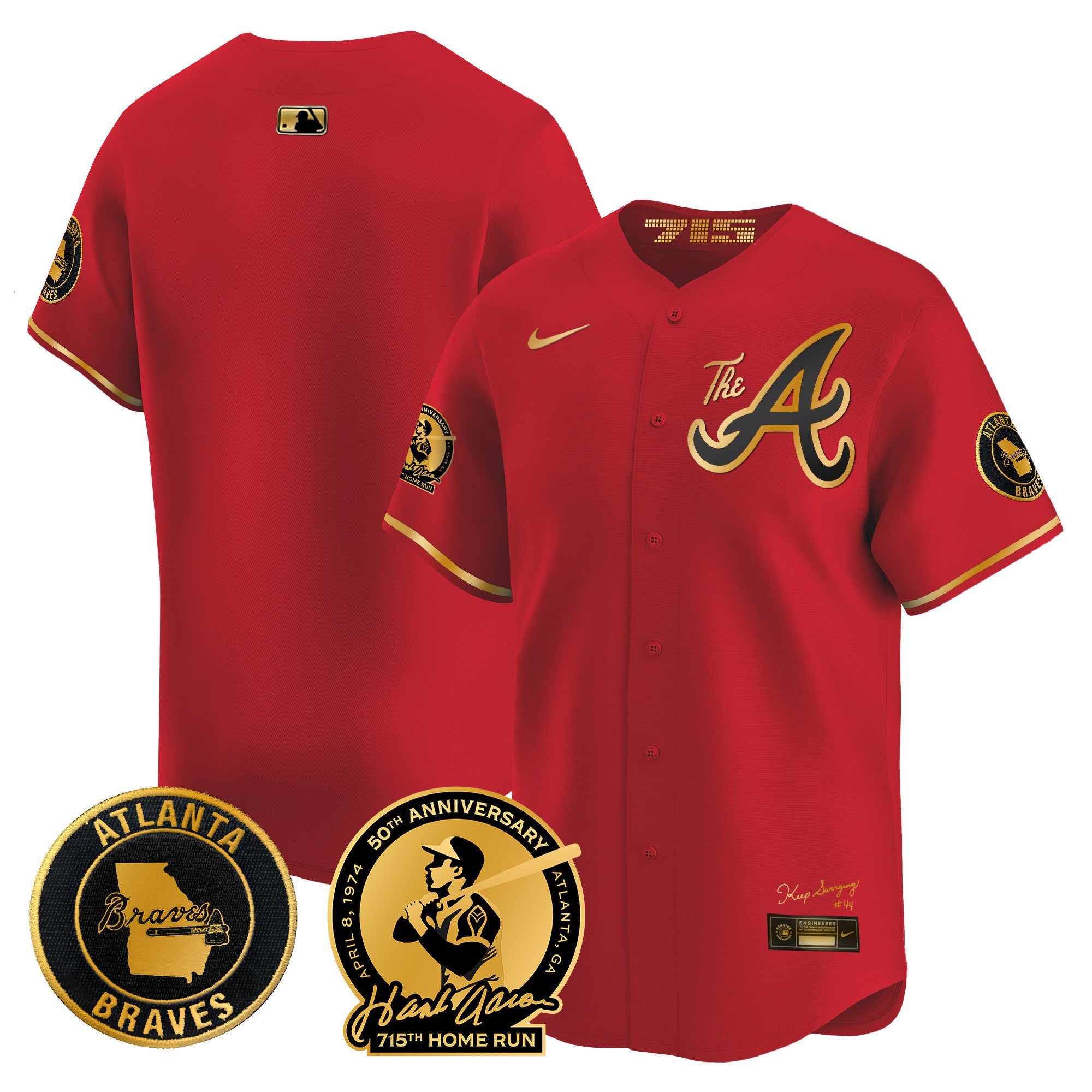 Men’s Atlanta Hank Aaron 715th Home Run Patch Vapor Premier Limited Jersey V2