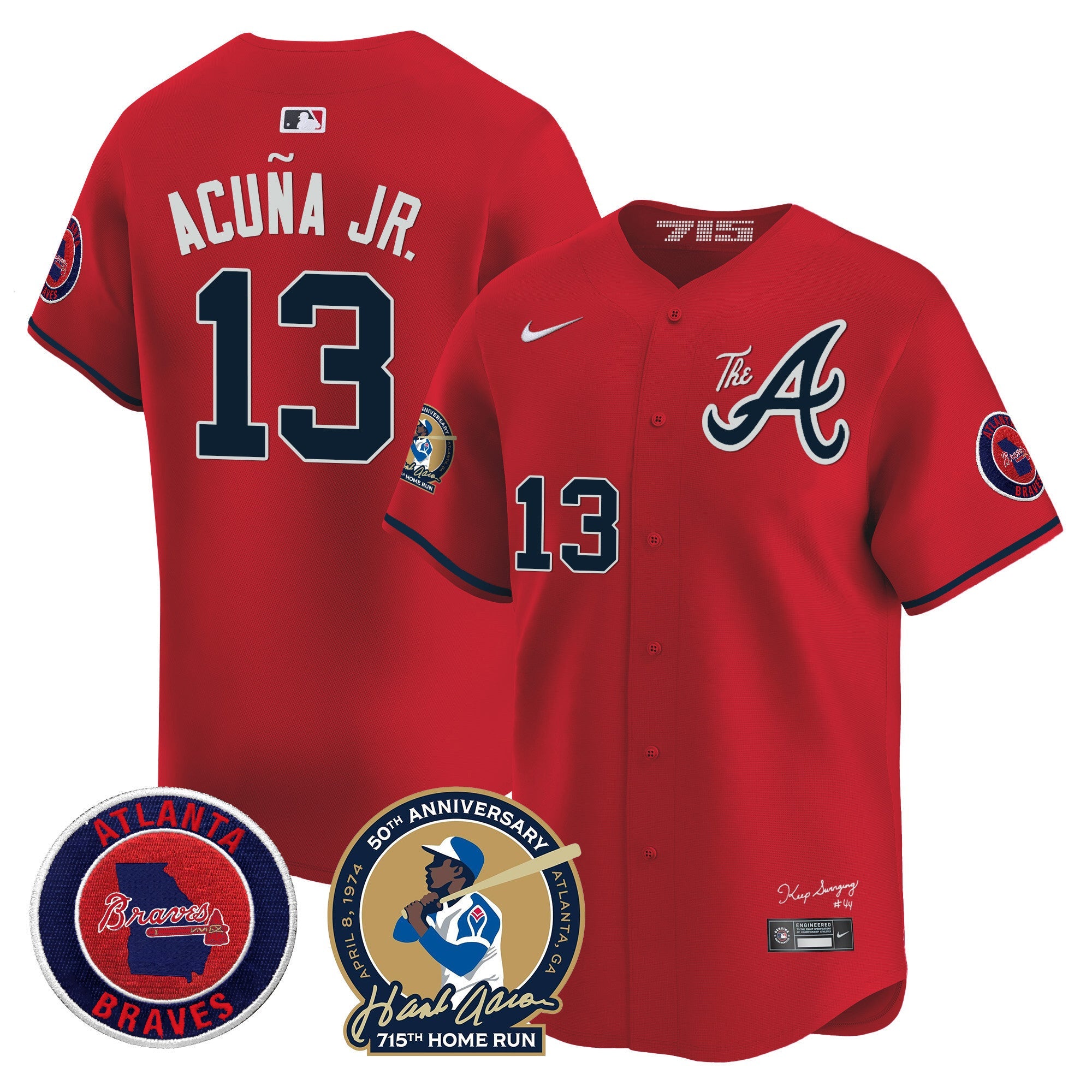 Men’s Atlanta Hank Aaron 715th Home Run Patch Vapor Premier Limited Jersey V2