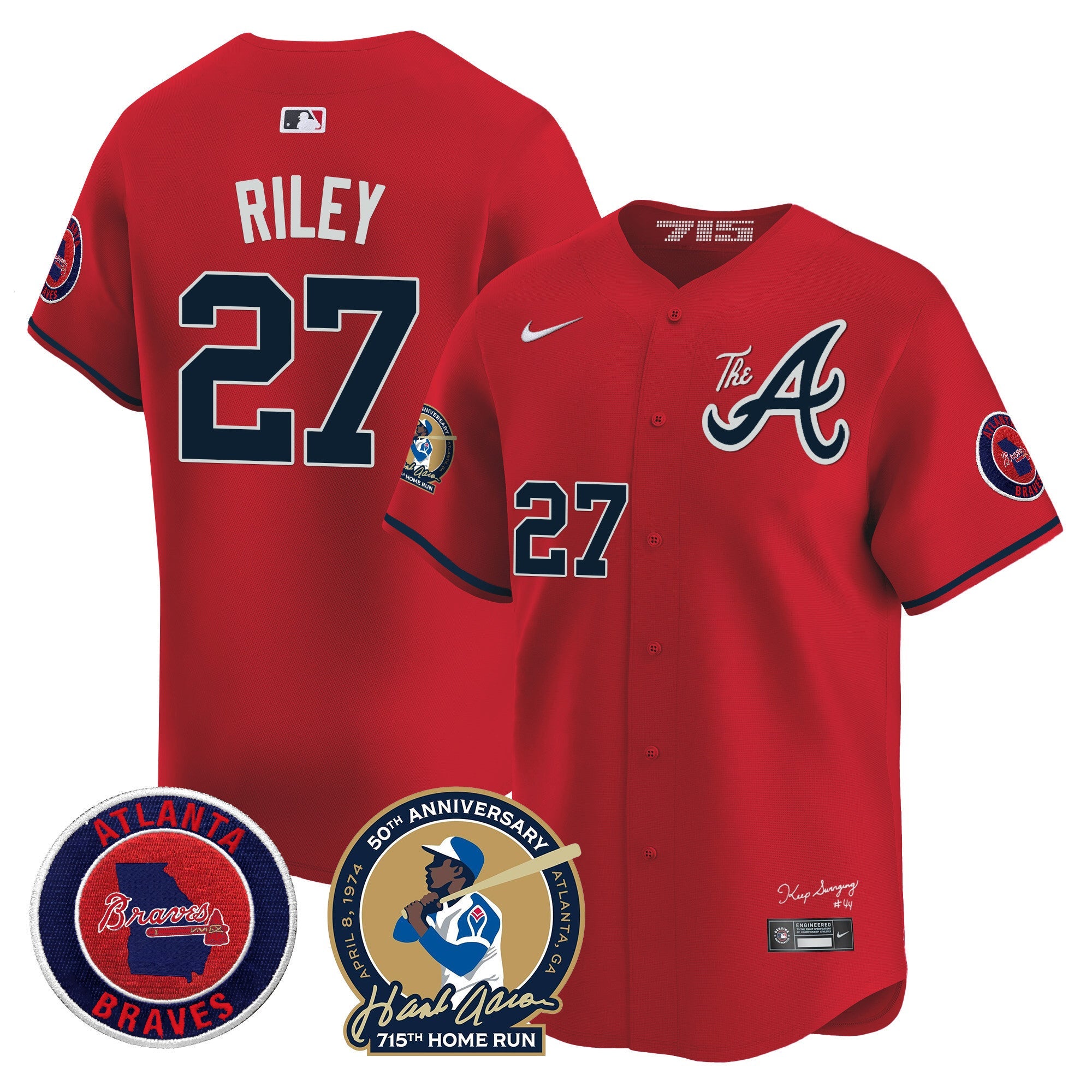 Men’s Atlanta Hank Aaron 715th Home Run Patch Vapor Premier Limited Jersey V2