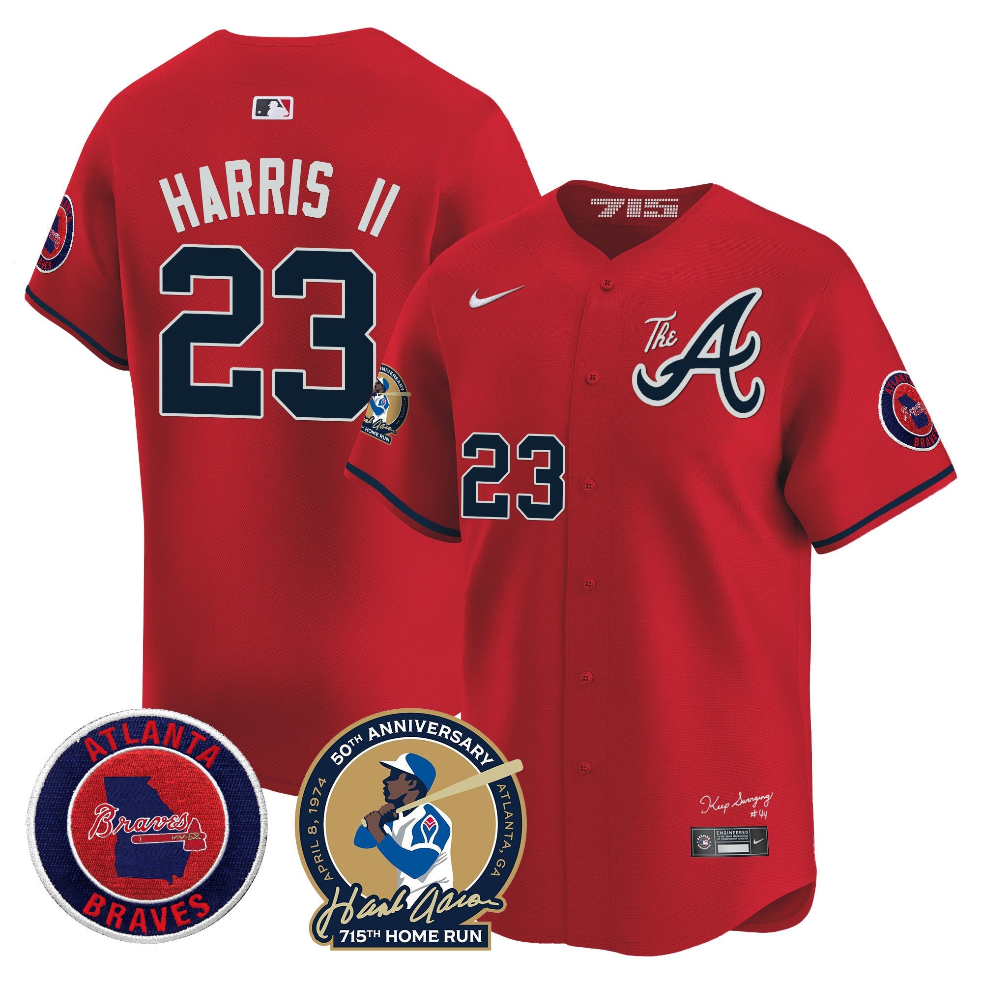 Men’s Atlanta Hank Aaron 715th Home Run Patch Vapor Premier Limited Jersey V2