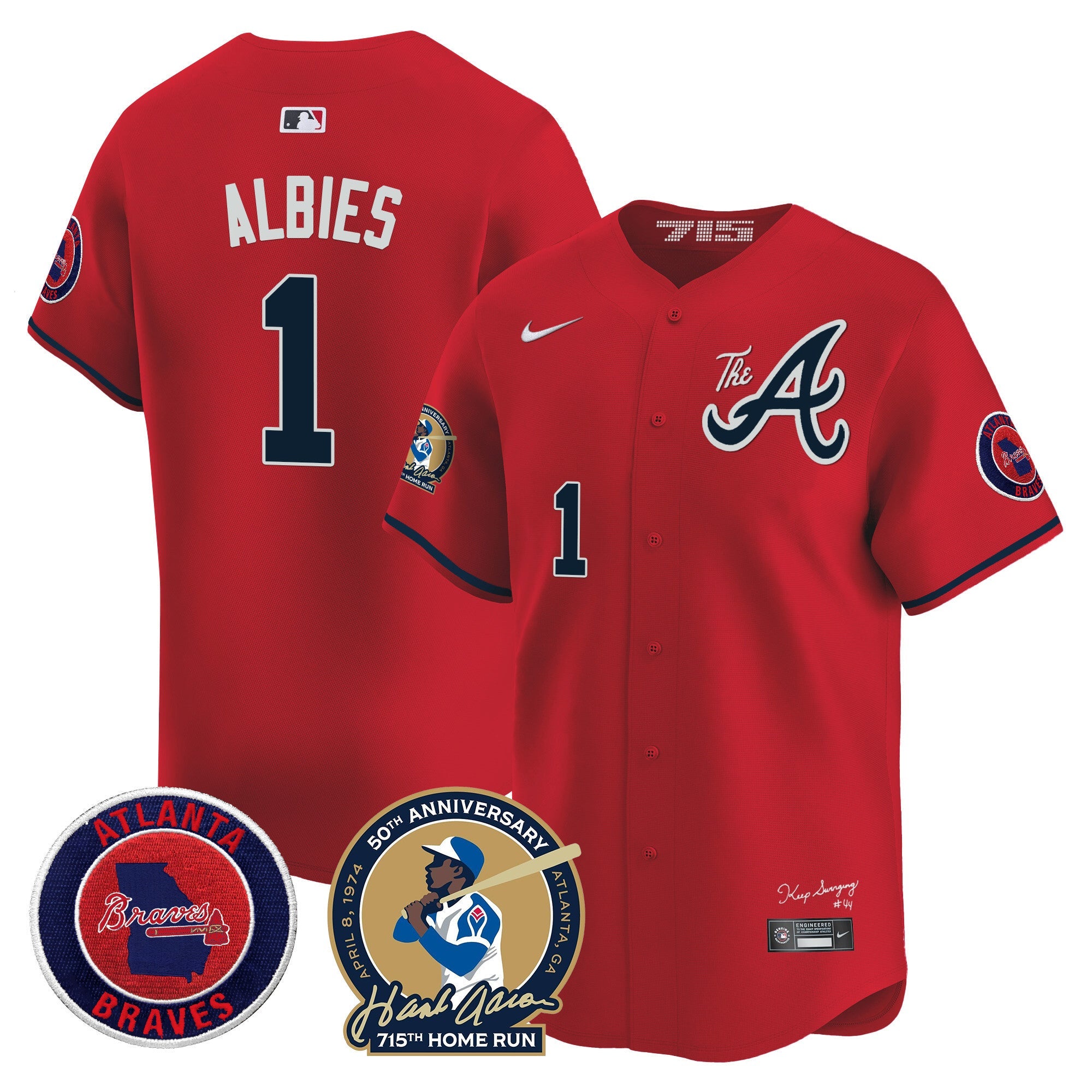 Men’s Atlanta Hank Aaron 715th Home Run Patch Vapor Premier Limited Jersey V2