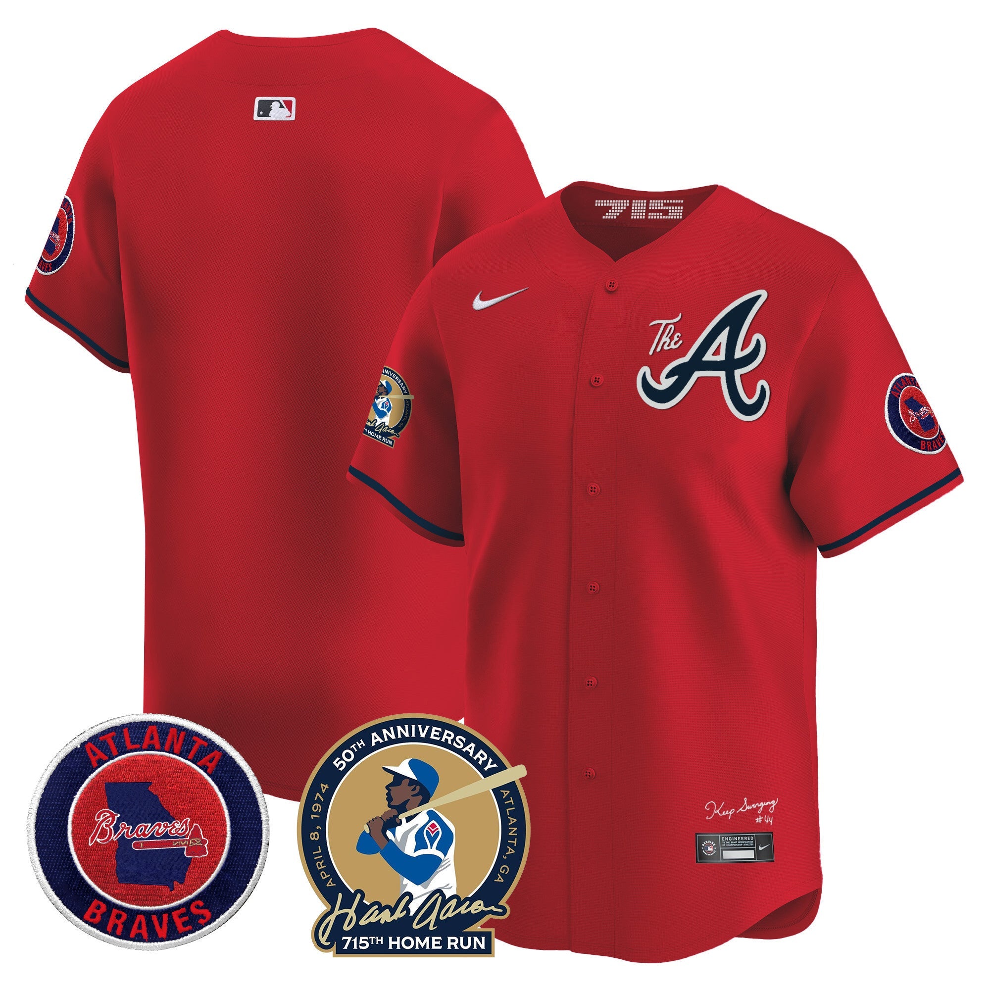 Men’s Atlanta Hank Aaron 715th Home Run Patch Vapor Premier Limited Jersey V2