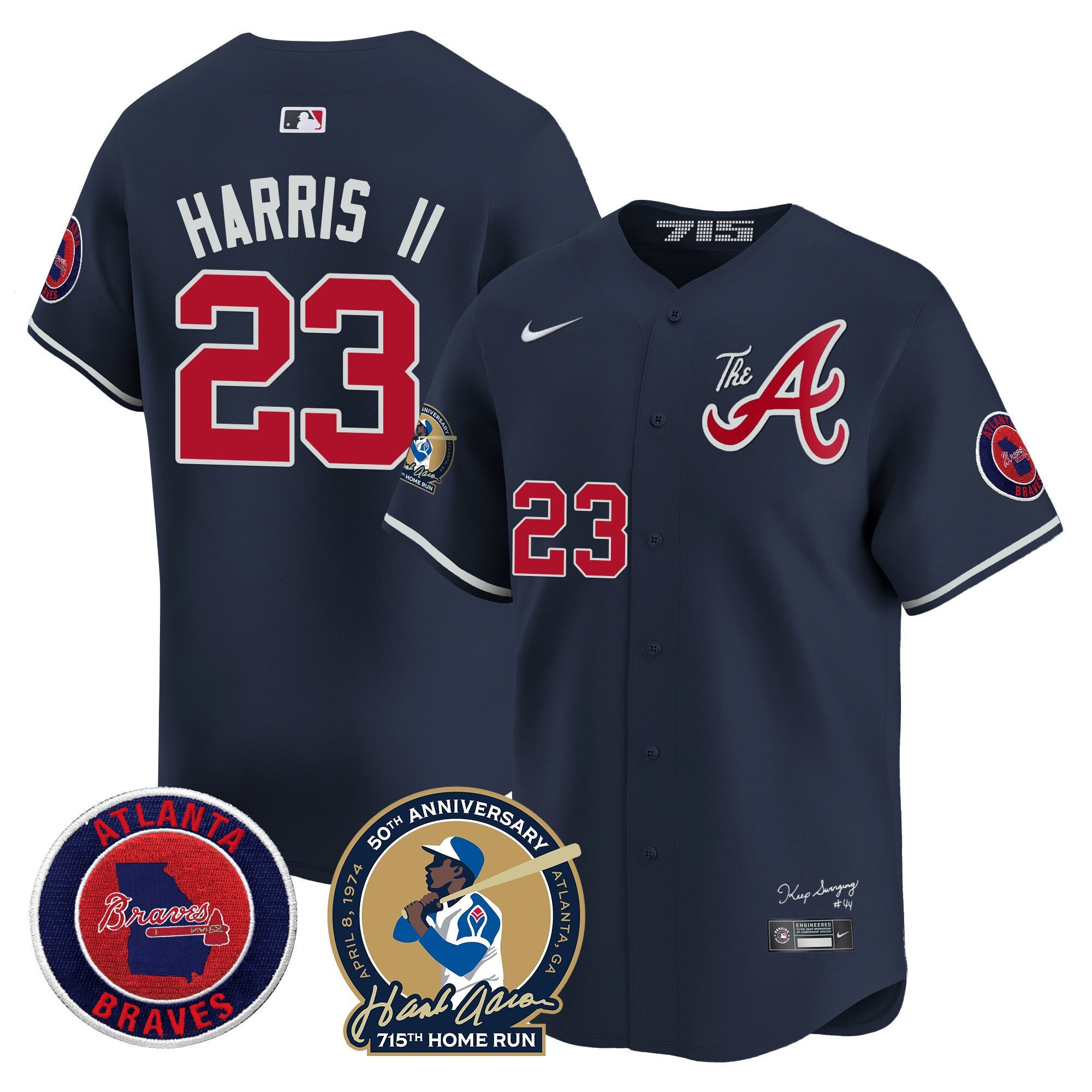Men’s Atlanta Hank Aaron 715th Home Run Patch Vapor Premier Limited Jersey V2