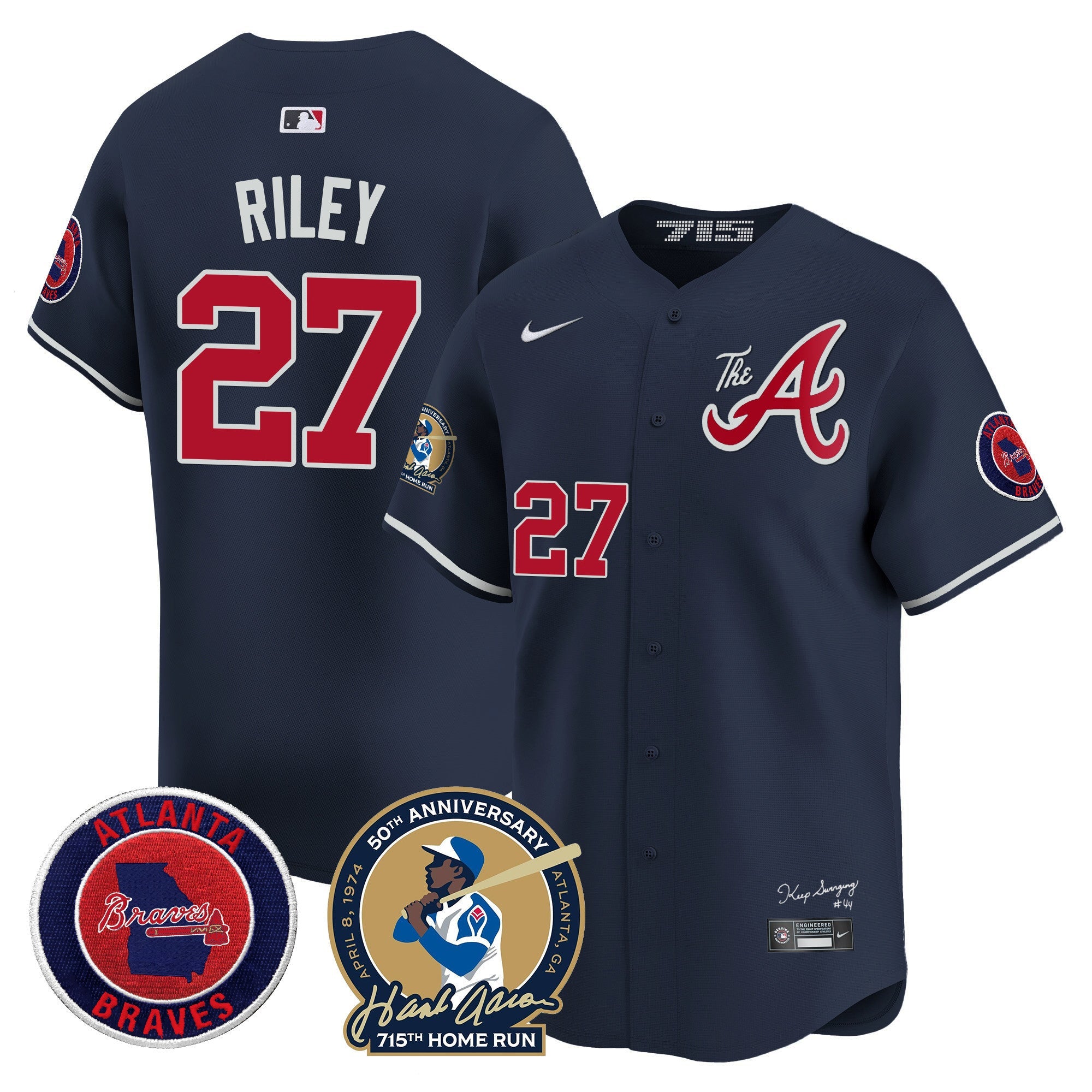 Men’s Atlanta Hank Aaron 715th Home Run Patch Vapor Premier Limited Jersey V2