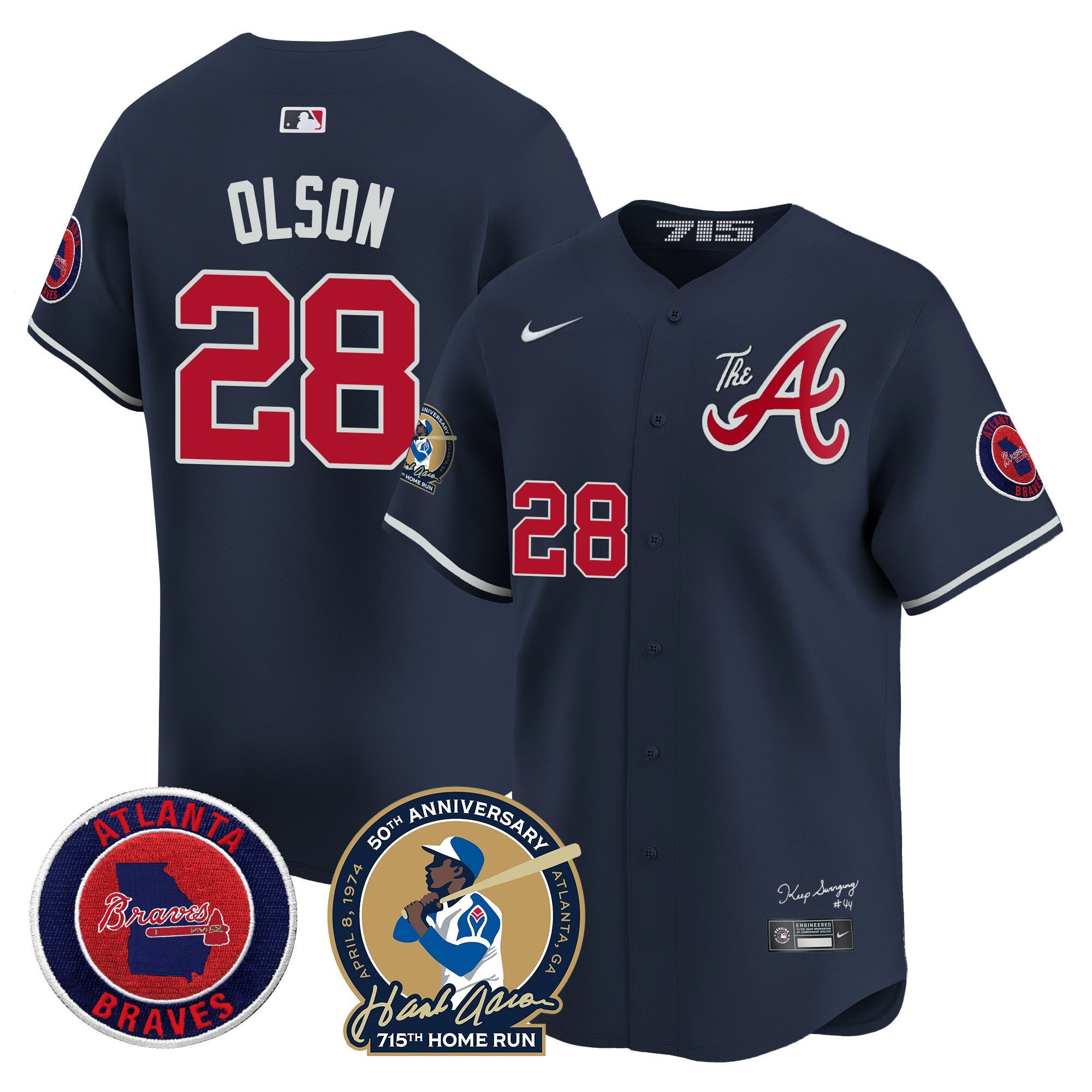 Men’s Atlanta Hank Aaron 715th Home Run Patch Vapor Premier Limited Jersey V2