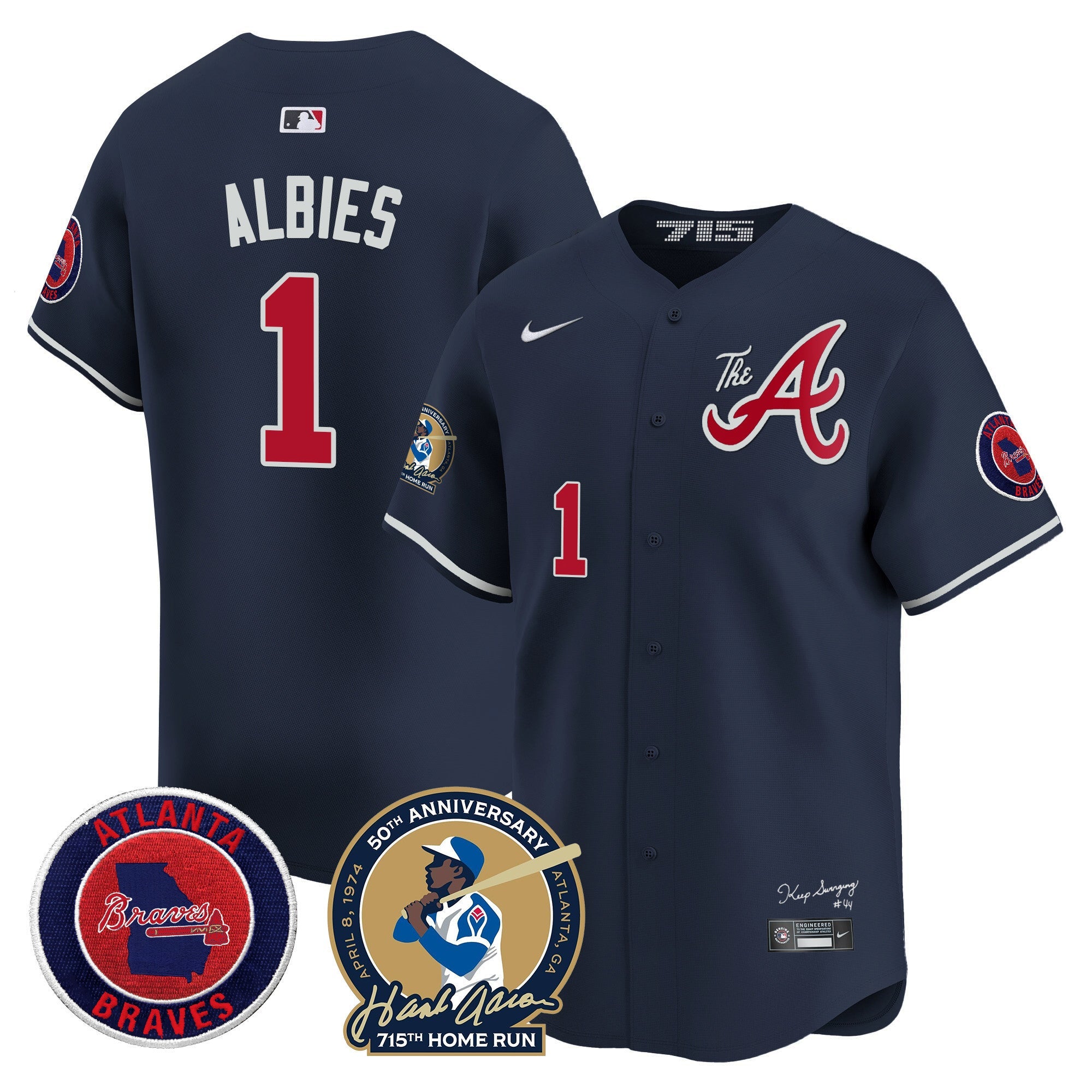 Men’s Atlanta Hank Aaron 715th Home Run Patch Vapor Premier Limited Jersey V2