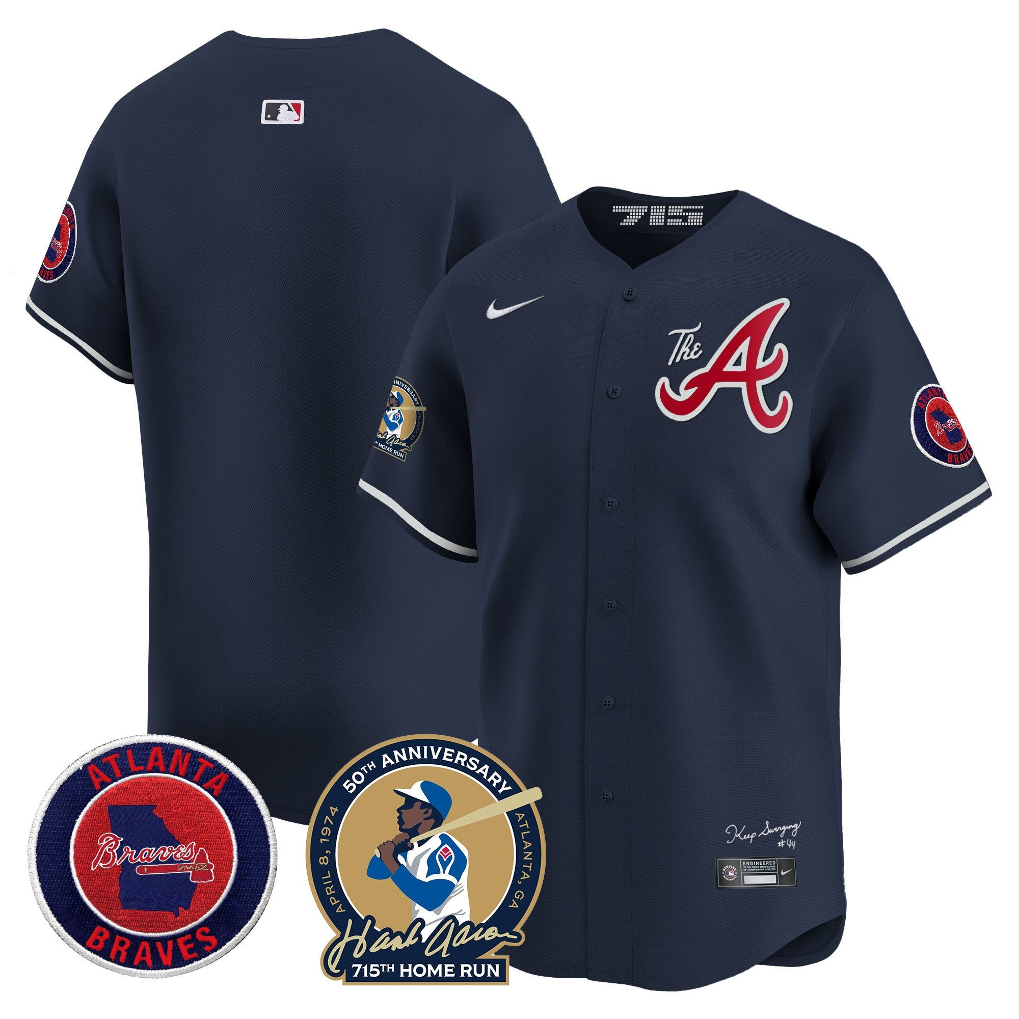 Men’s Atlanta Hank Aaron 715th Home Run Patch Vapor Premier Limited Jersey V2