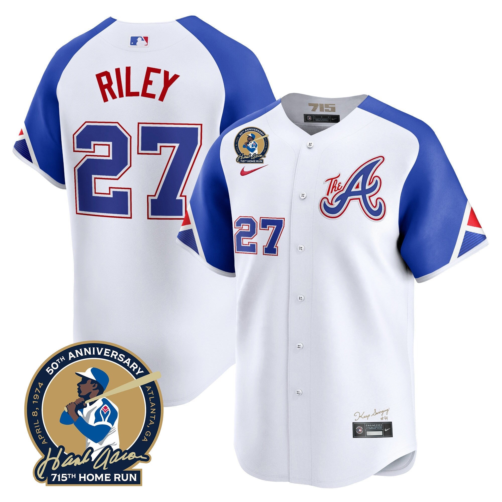 Men’s Atlanta Hank Aaron 715th Home Run Patch Vapor Premier Limited Jersey V2