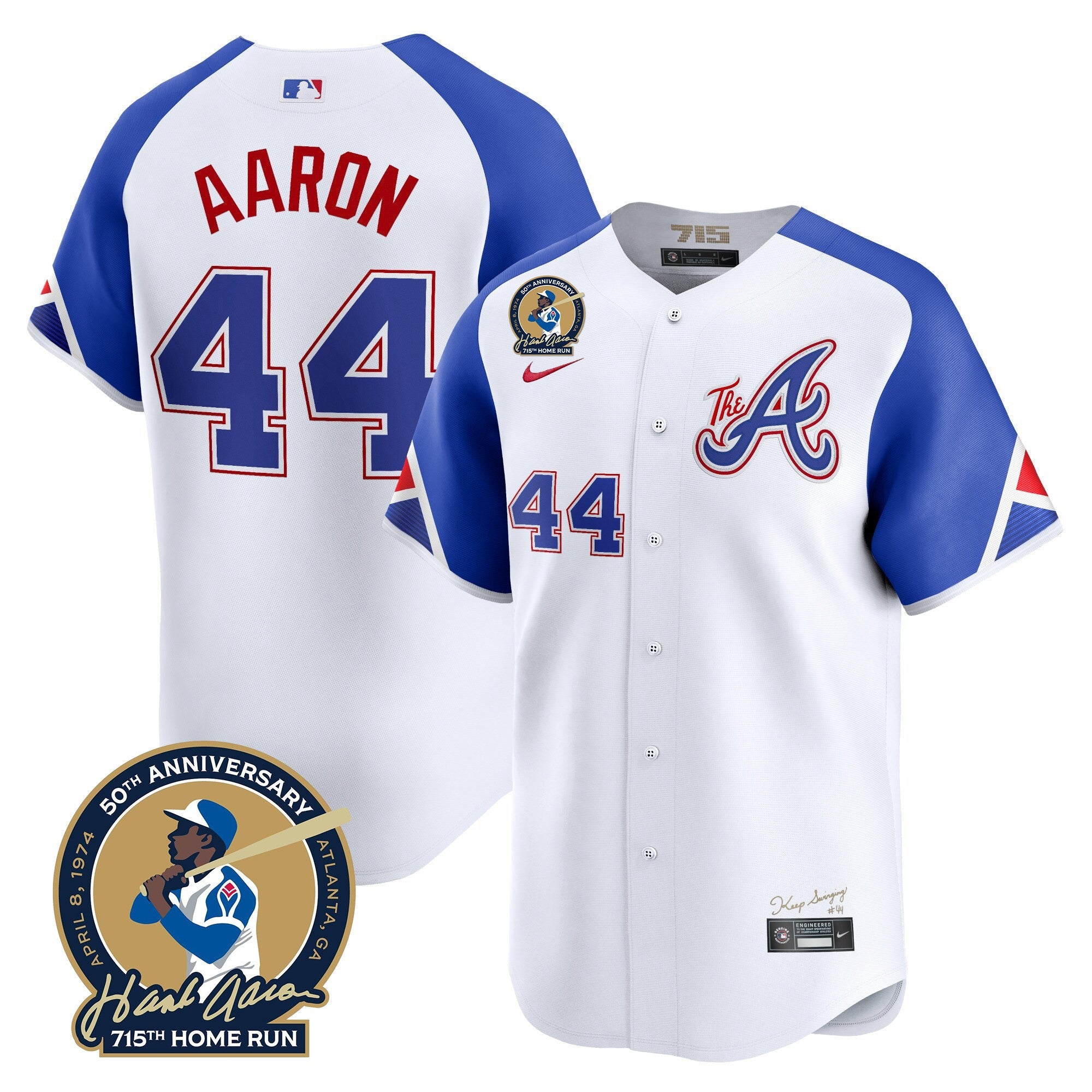 Men’s Atlanta Hank Aaron 715th Home Run Patch Vapor Premier Limited Jersey V2