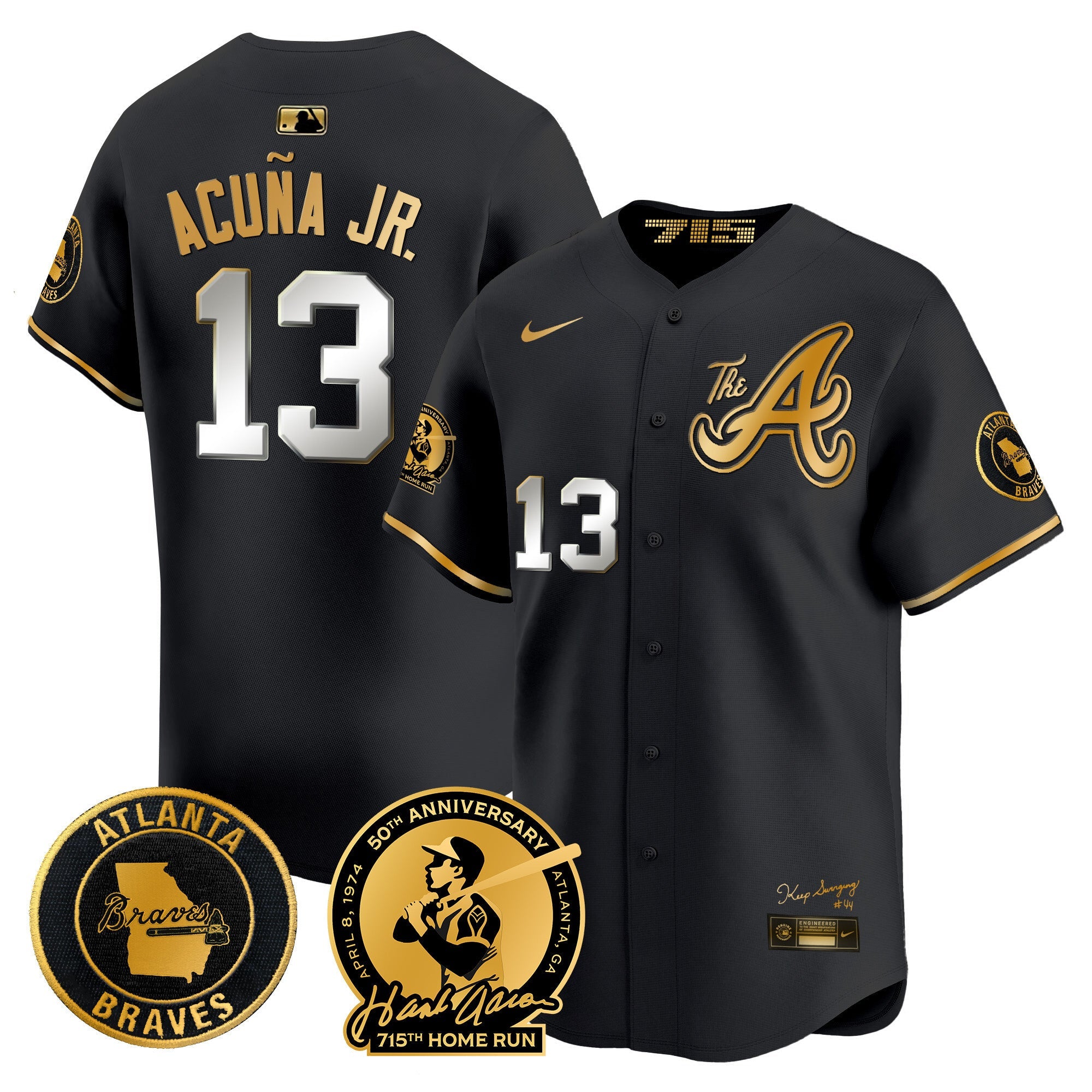 Men’s Atlanta Hank Aaron 715th Home Run Patch Vapor Premier Limited Jersey V2