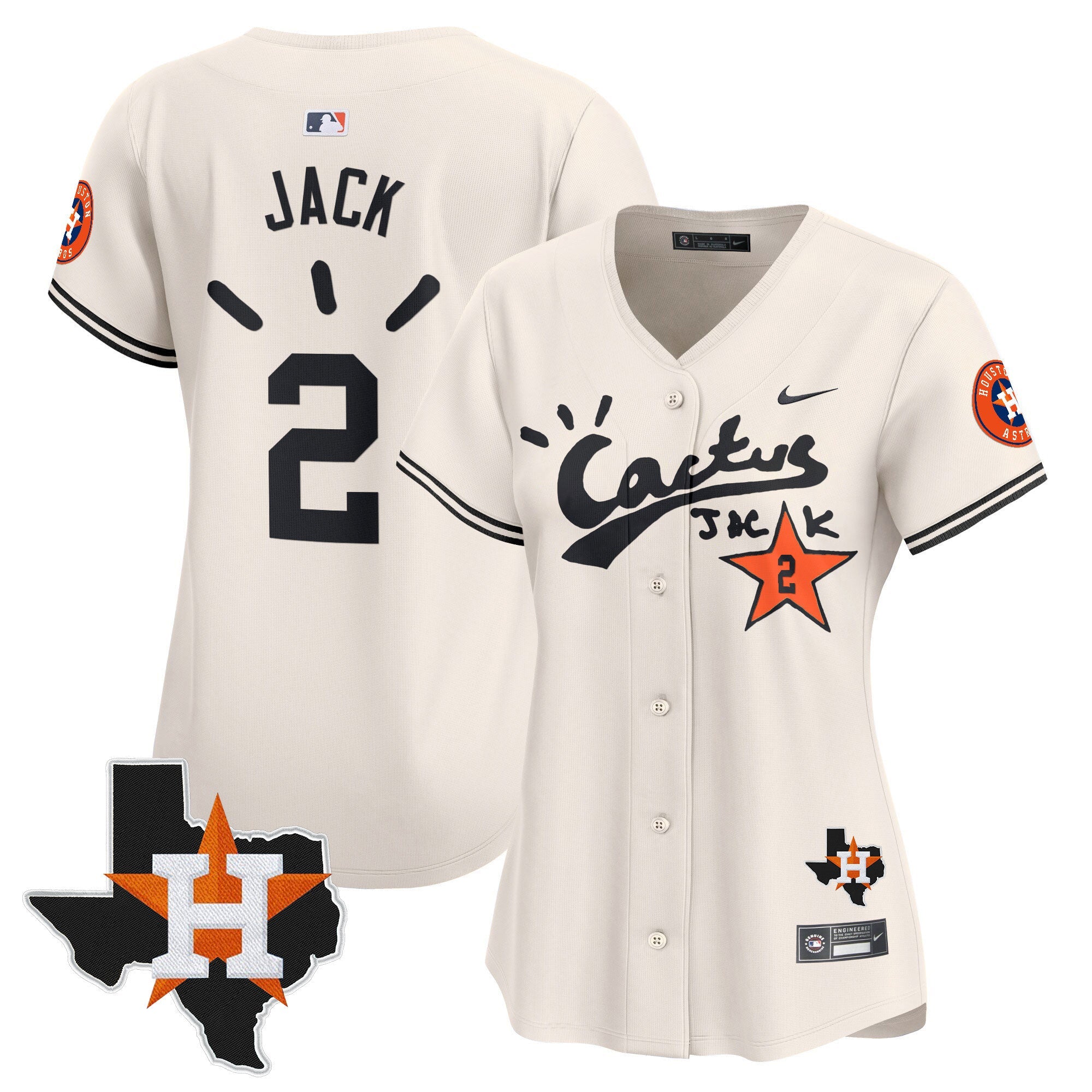 Women’s Houston Cactus Jack Patch Vapor Premier Limited Jersey V10 – Stitched